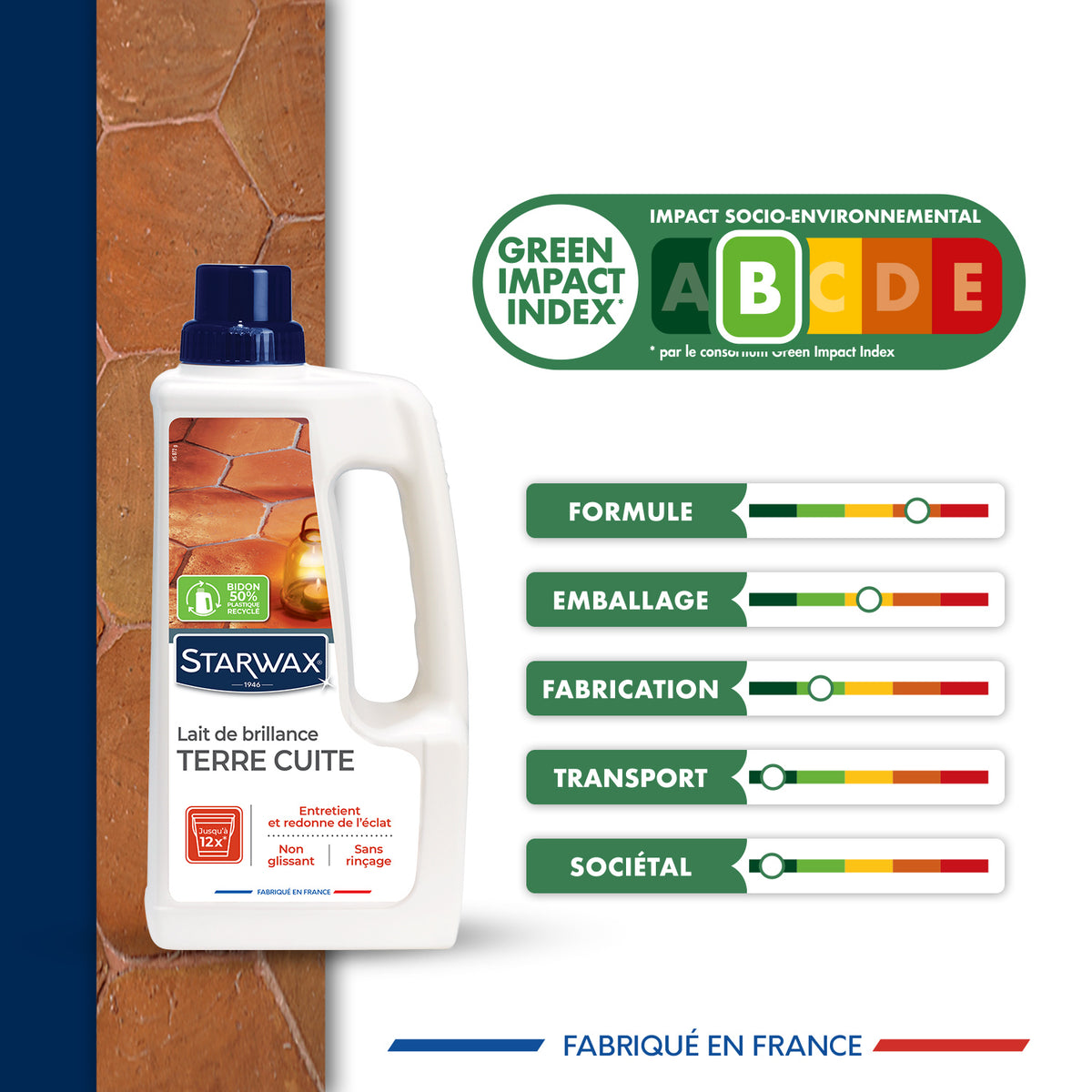 Lait de brillance pour tomettes et terres cuites