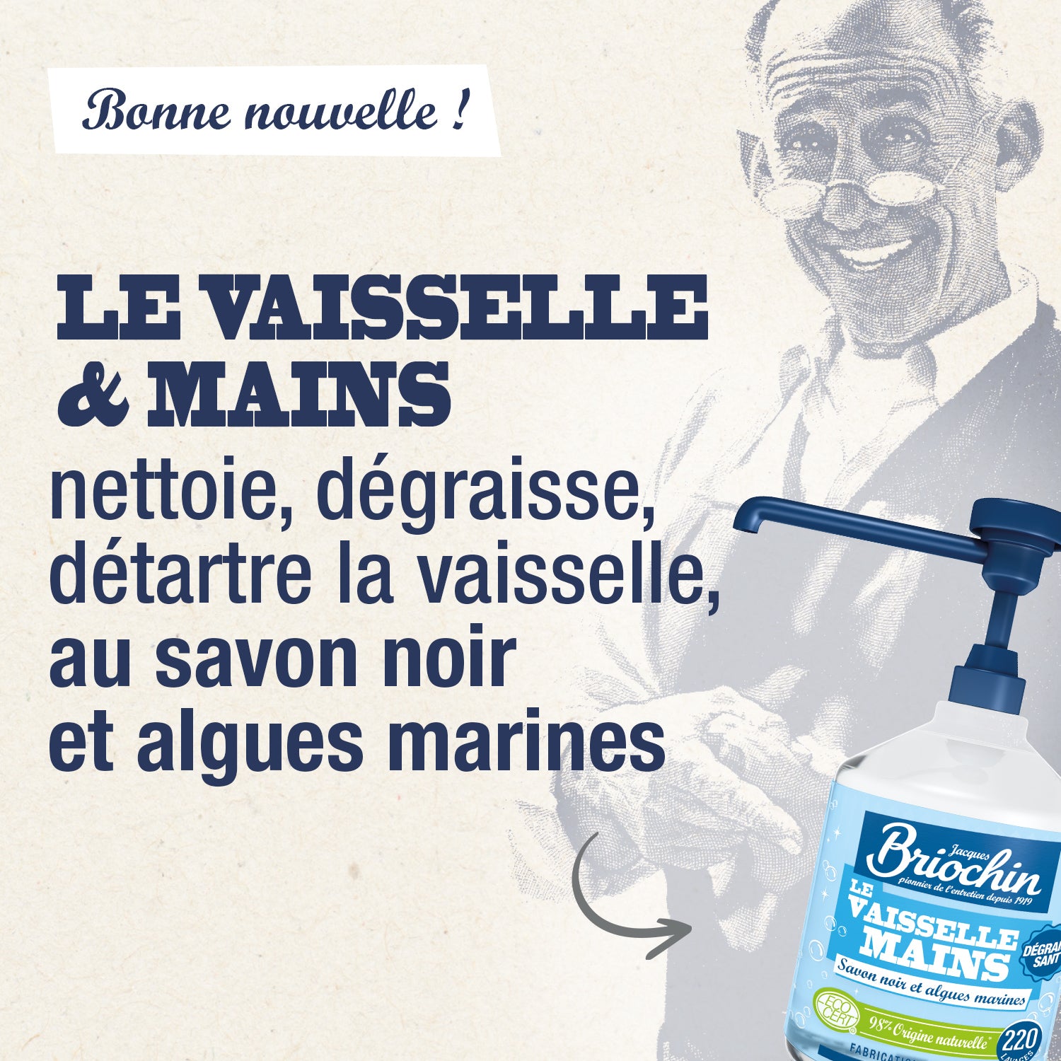 Liquide Vaisselle Mains Savon noir & Algues Marines