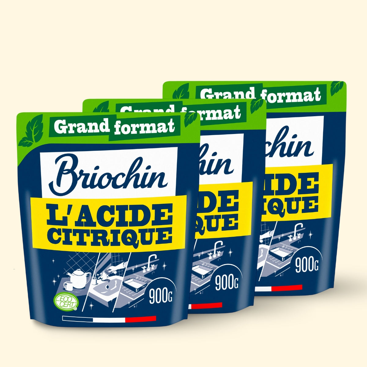 Lot de 3 Acide Citrique 900g