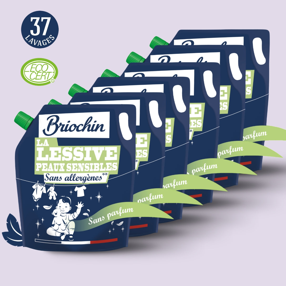 Lot de 6 recharges de lessives peaux sensibles