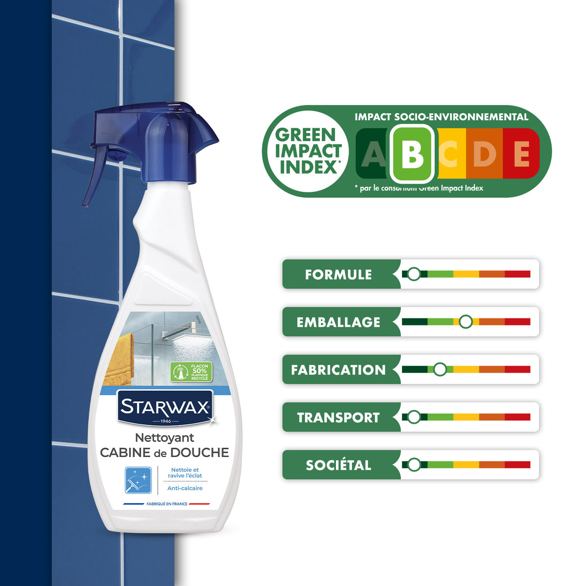 Nettoyant anti-calcaire pour cabine de douche