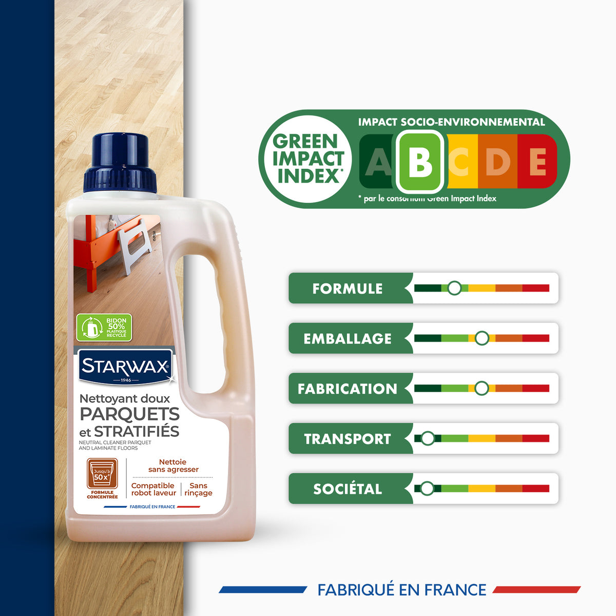Nettoyant doux pour parquets et sols stratifiés