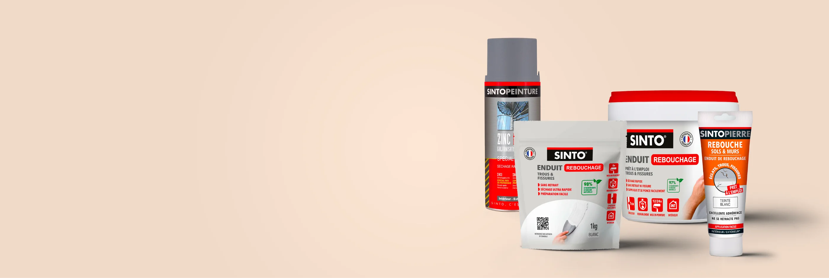 Sinto - Enduits de rebouchage, Rebouche sols et murs, rebouche bois