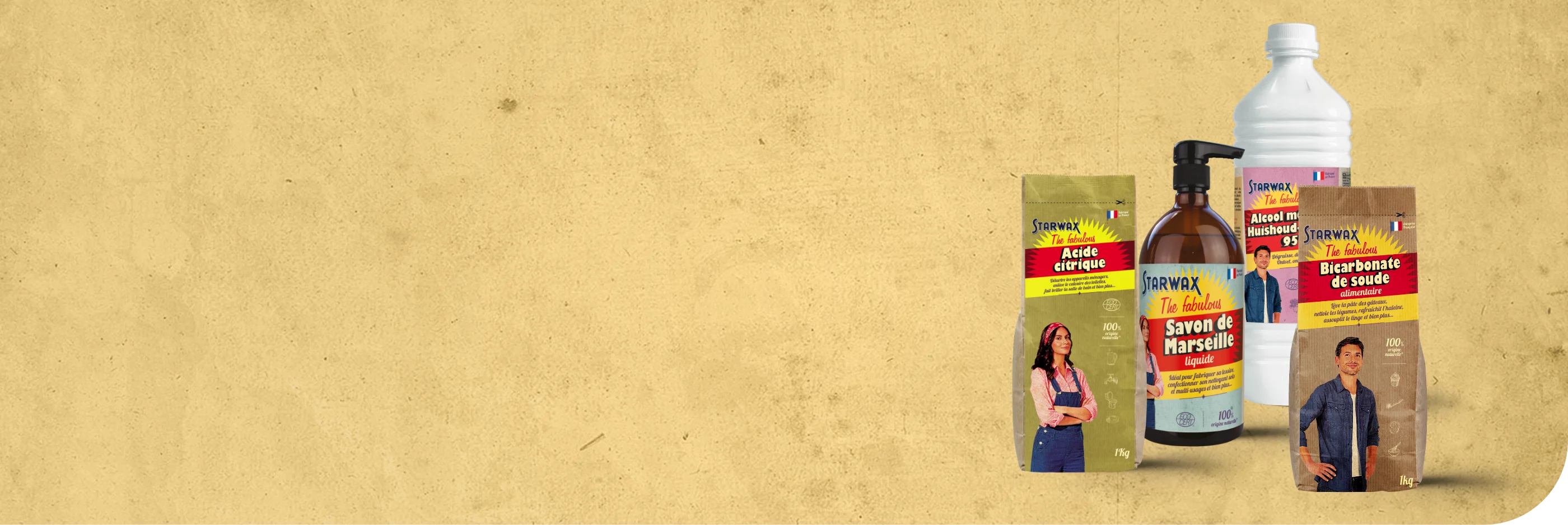 Starwax the Fabulous, Ingrédients bruts, bicarbonate de soude, acide citrique, fiel de boeuf,...