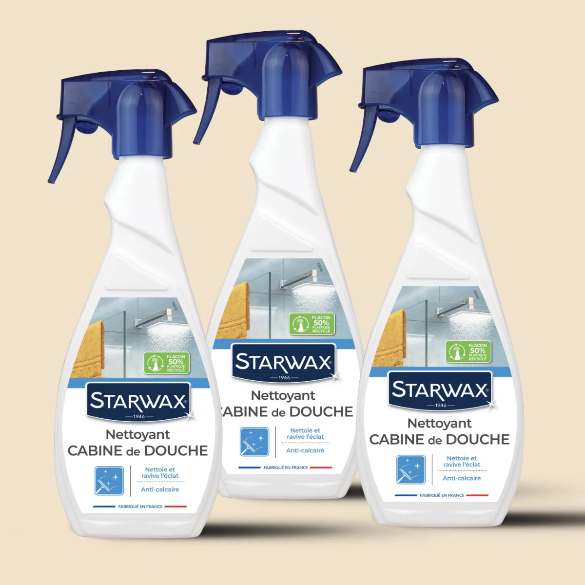 Lot de 3 nettoyant pour cabine de douche Starwax