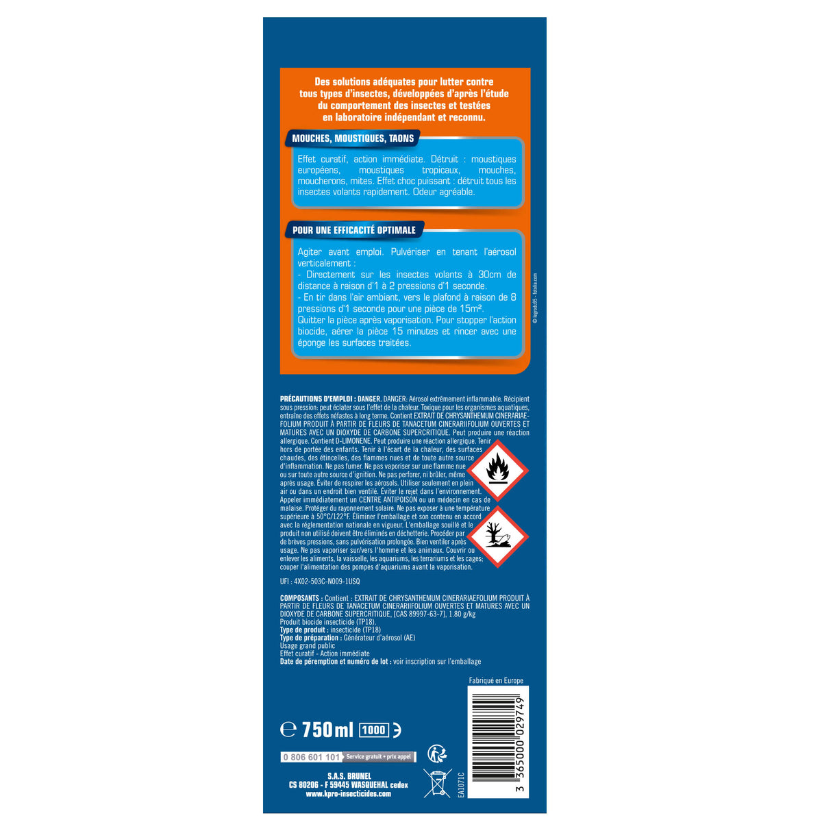K.PRO - Aérosol insectes volants 750ml