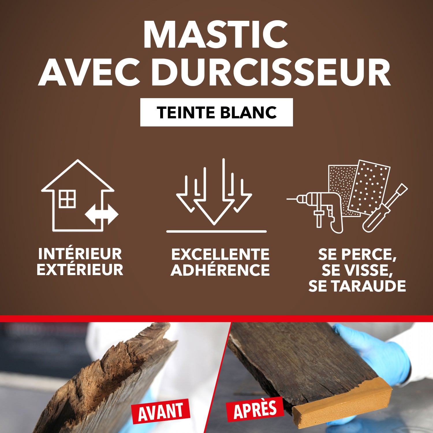 SINTO - Reconstitue angles et gros trous 500ml Chêne