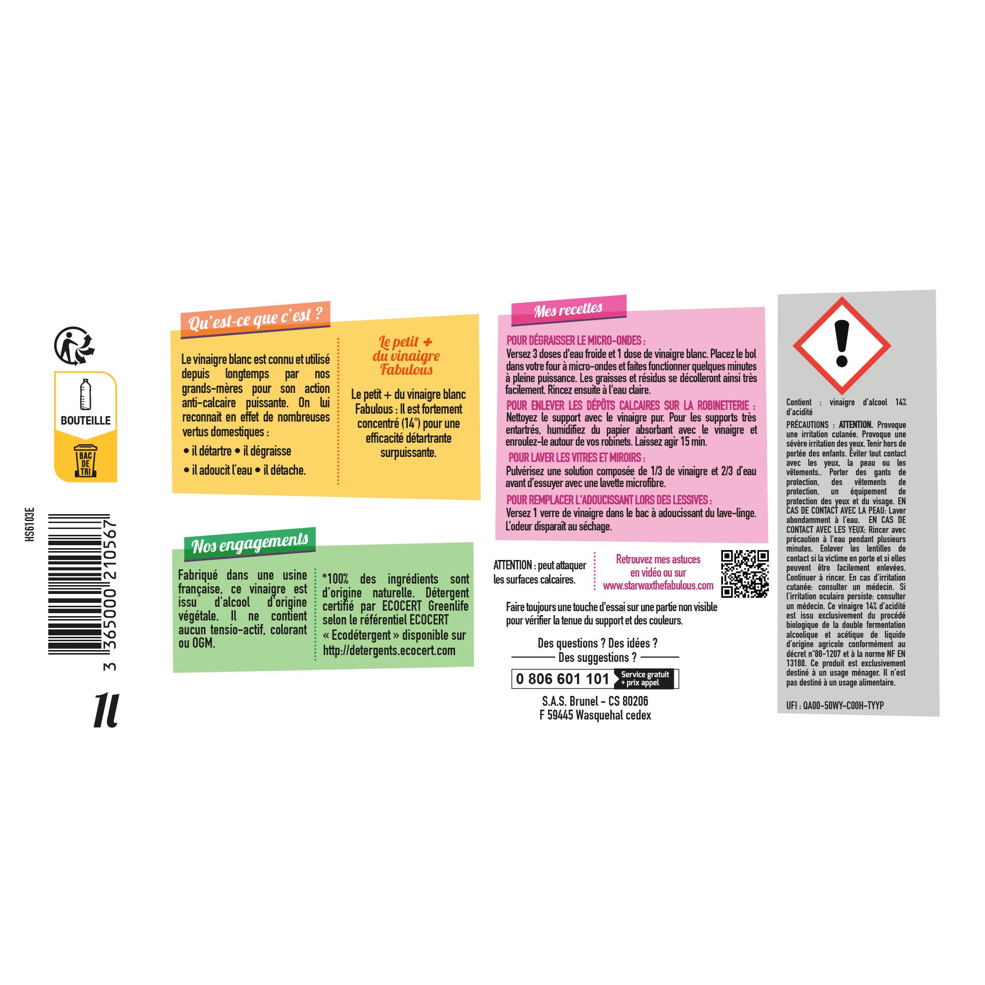 STARWAX FABULOUS - Vinaigre blanc 14° 1L