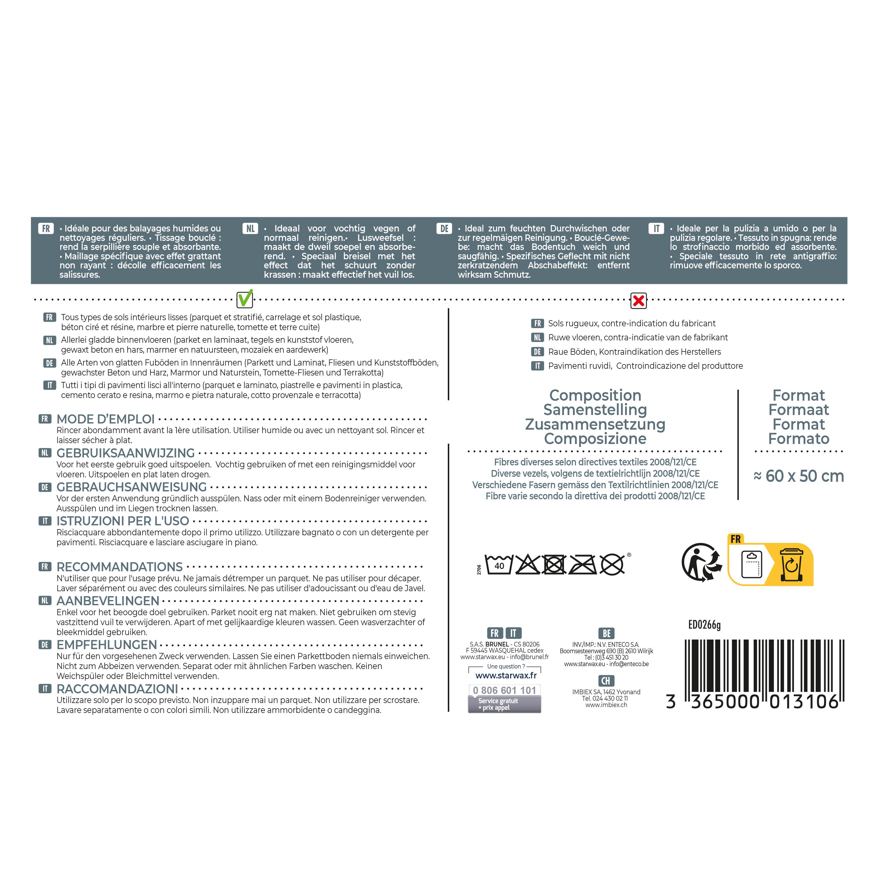 STARWAX - Serpillière bouclettes pour sols lisses X1