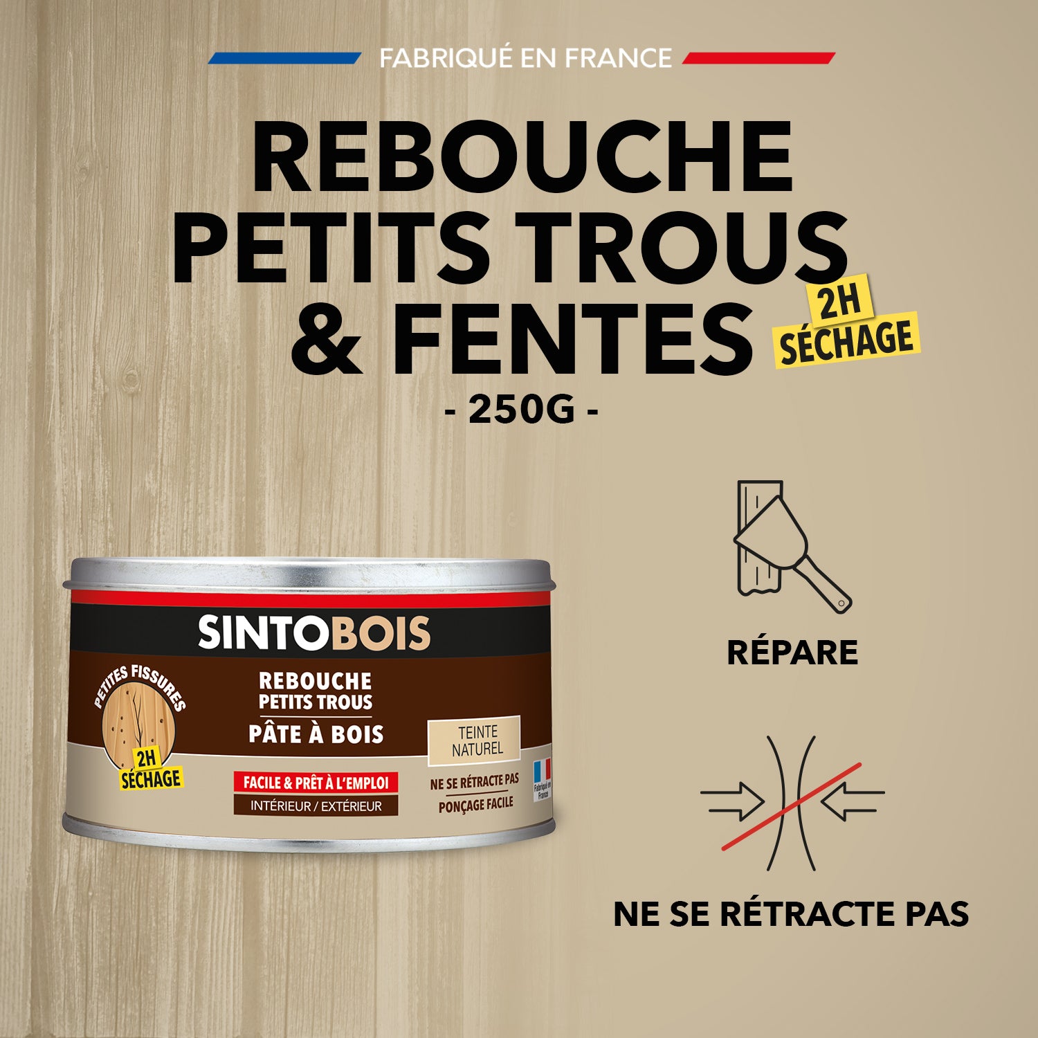 SINTO - Pâte à bois tradition 550ml Chêne clair