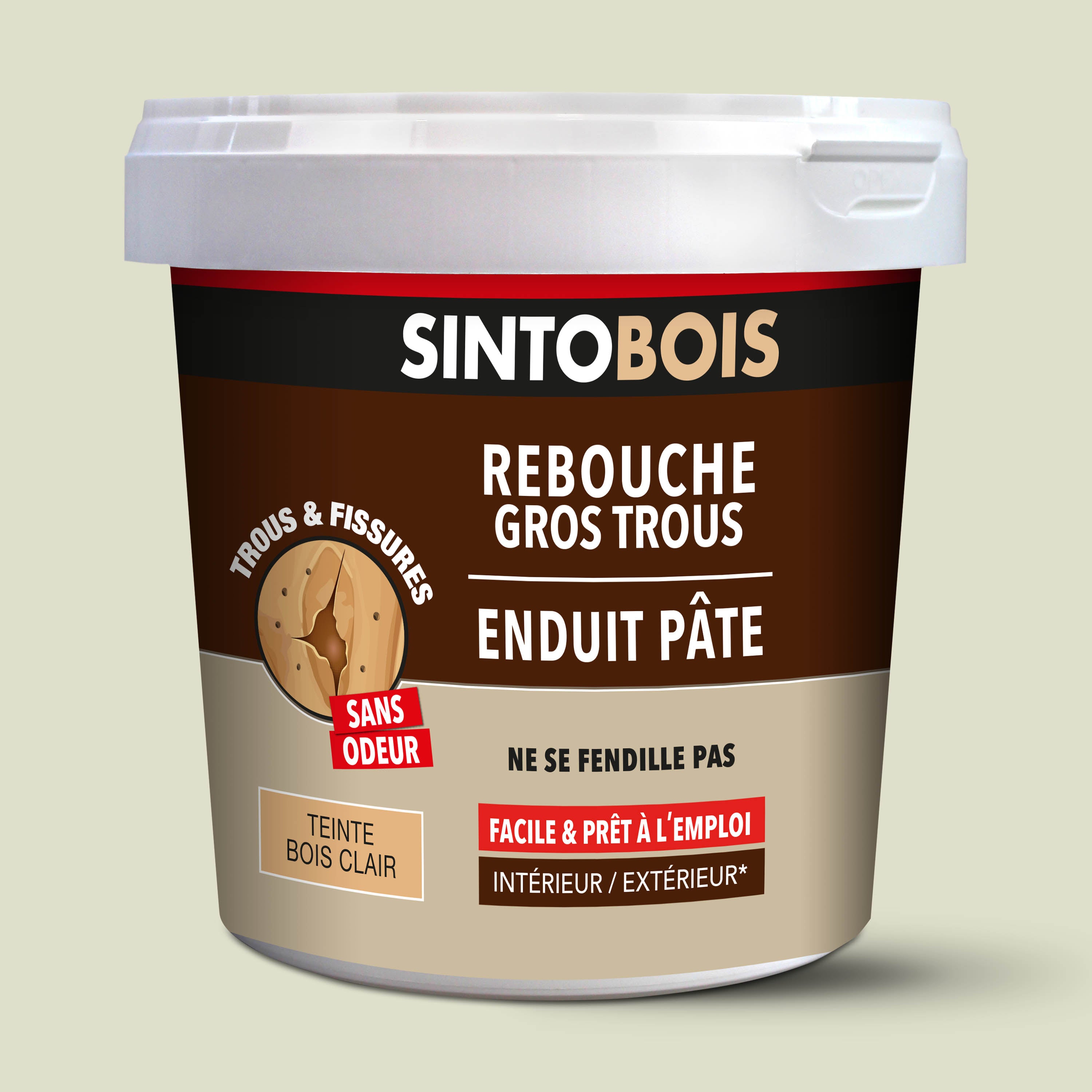 SINTO - Reboucher gros trous et fissures dans le bois clair 330g Bois clair