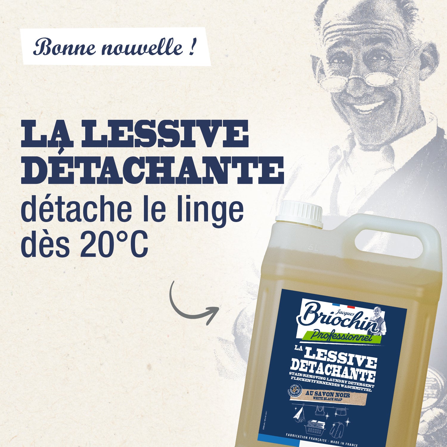 JACQUES BRIOCHIN PRO - La Lessive au Savon Noir - Détachante 5L Parfum bouquet floral