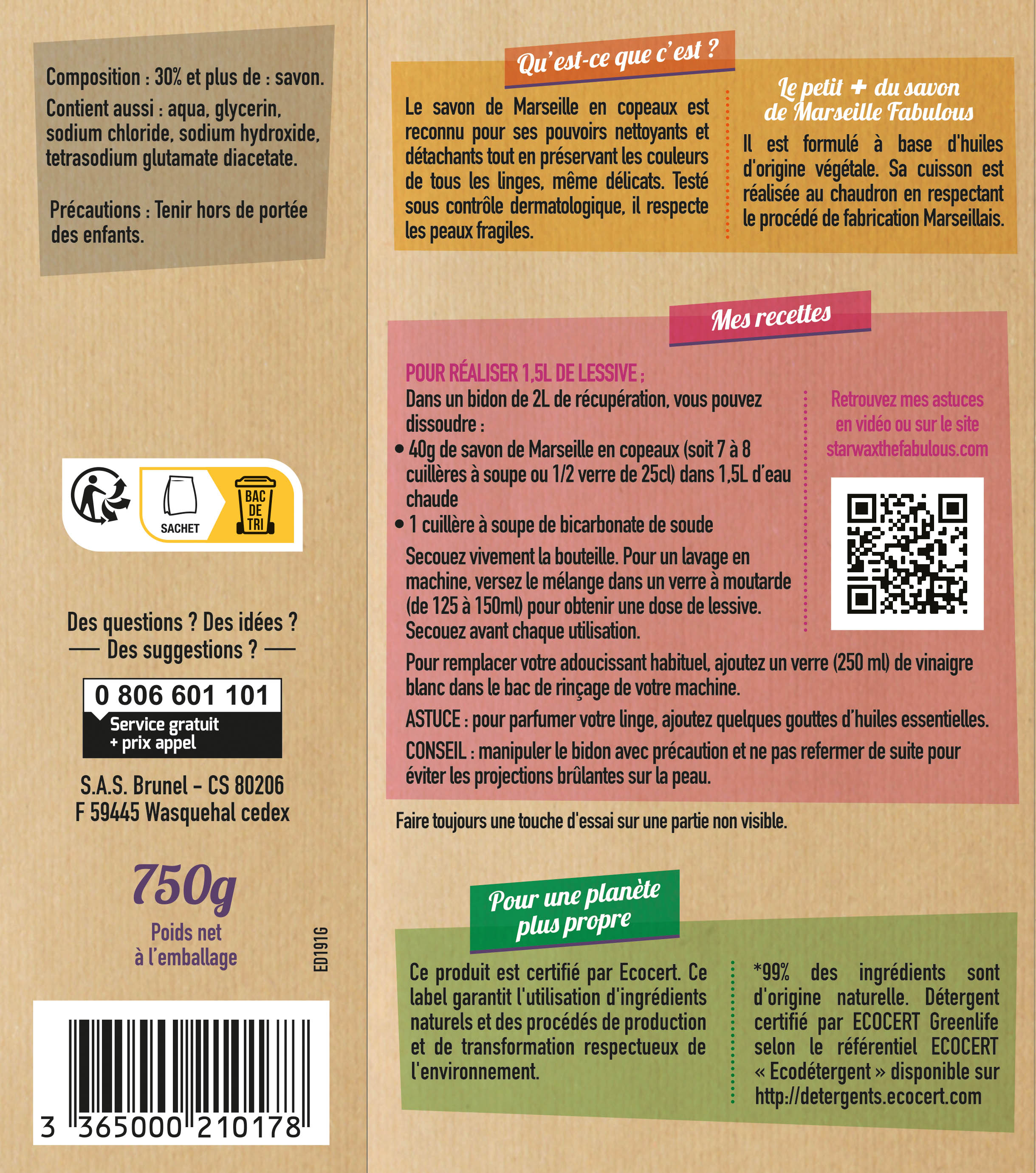 STARWAX FABULOUS - Savon de Marseille en copeaux 750g