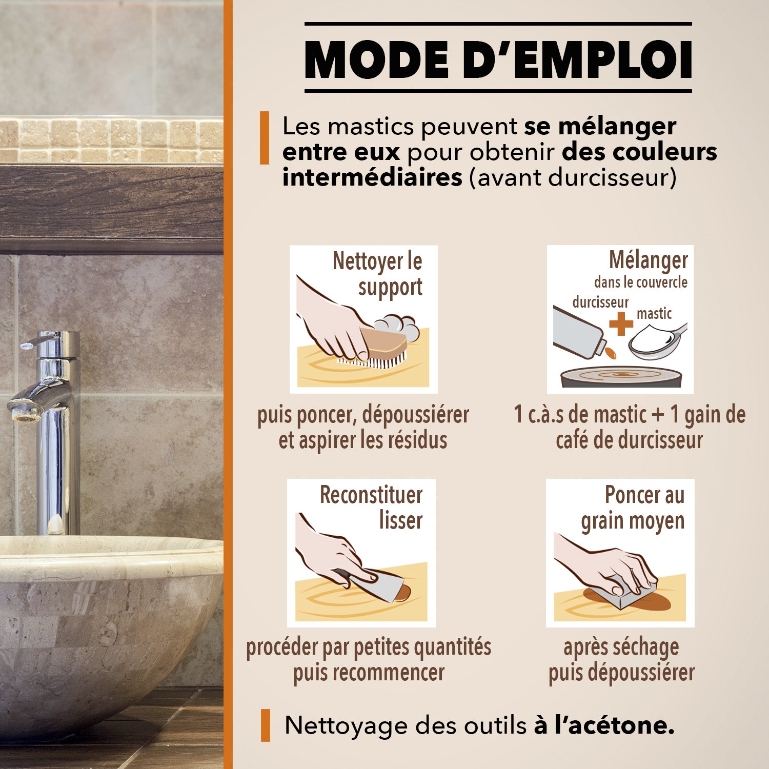 SINTO - Répare sols et murs blanc (marbre, faïence, carrelage, plâtre) 280g Blanc