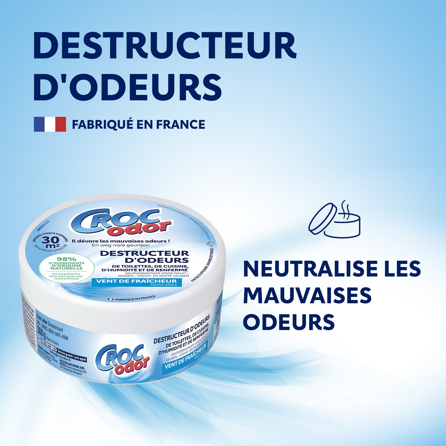 CROC ODOR - Destructeur d'odeurs vent de fraicheur 300g