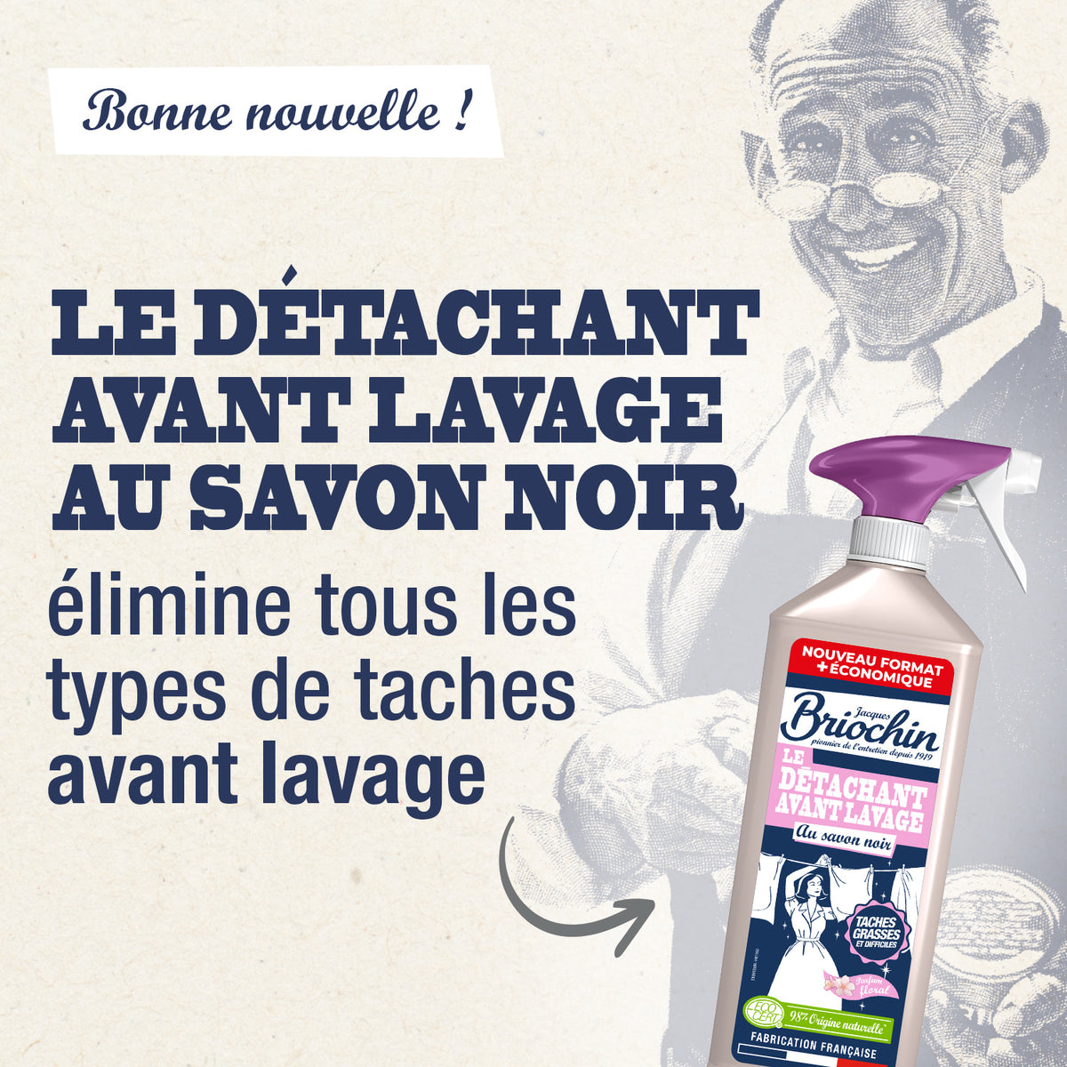 Lot de 3 détachant avant lavage au Savon Noir