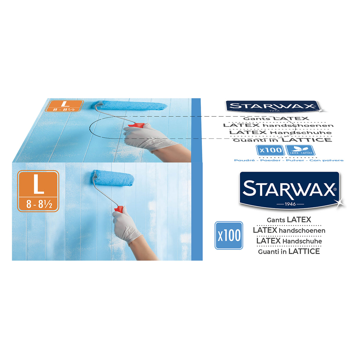STARWAX - Gants latex poudrés X100 M