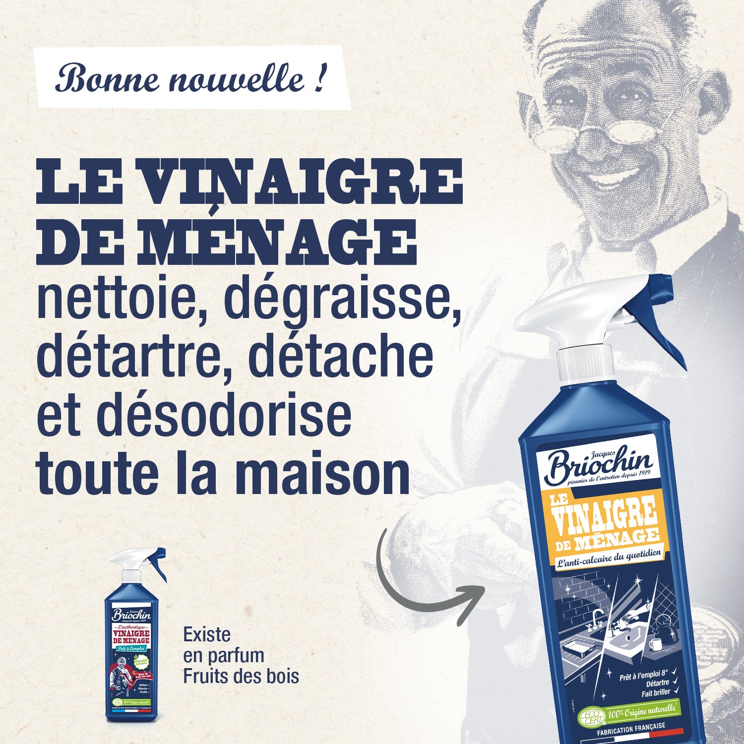 JACQUES BRIOCHIN - Vinaigre de ménage prêt à l'emploi 750ml