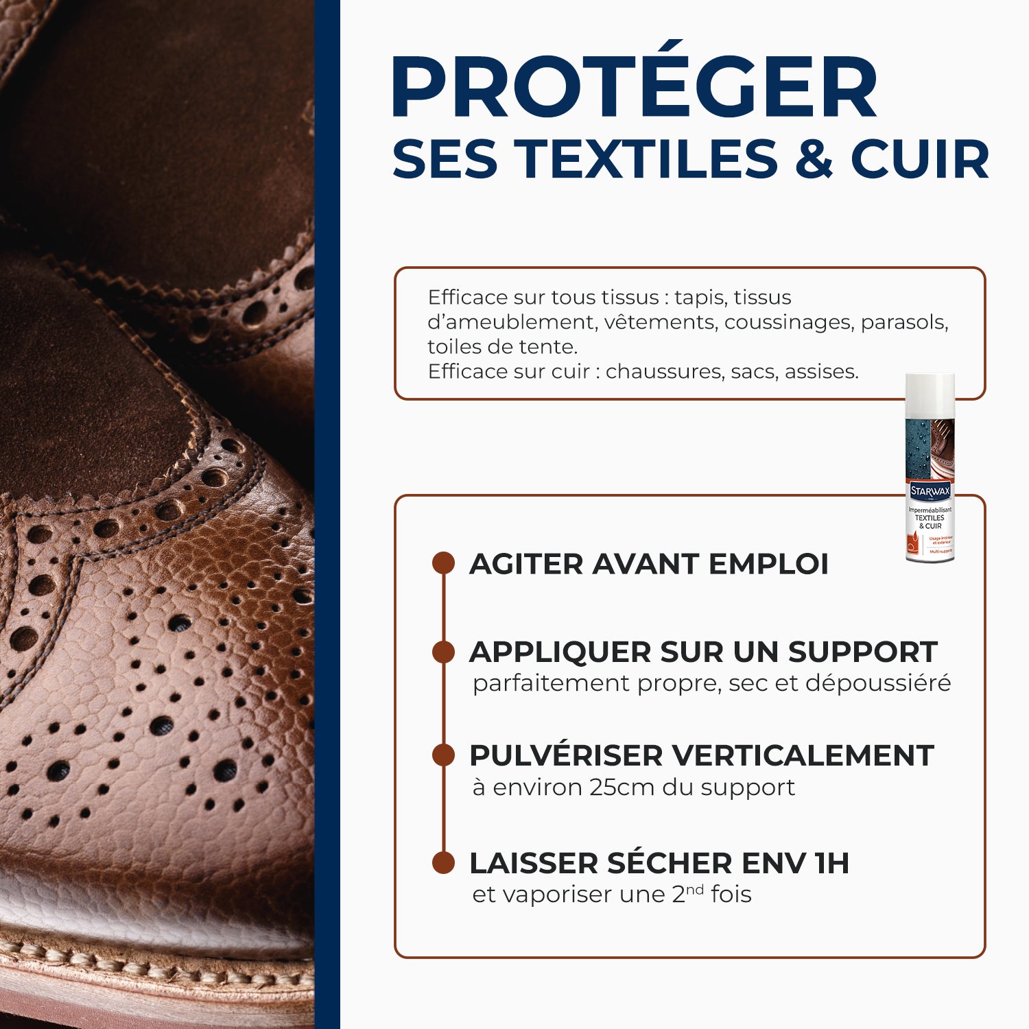 STARWAX - Aérosol Imperméabilisant Textiles et Cuir 300ml