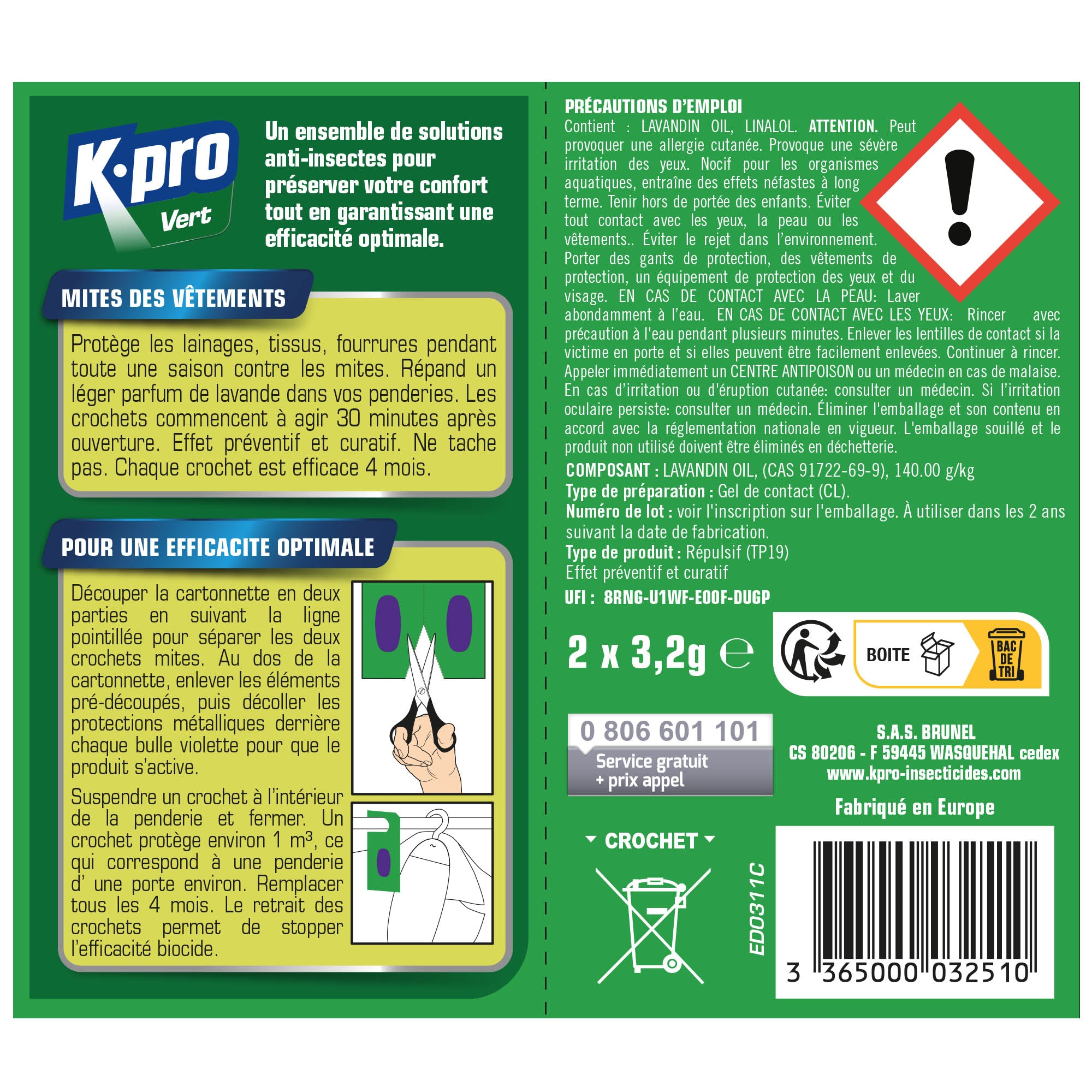 K.PRO - Crochets gel - Anti mites des vêtements X2