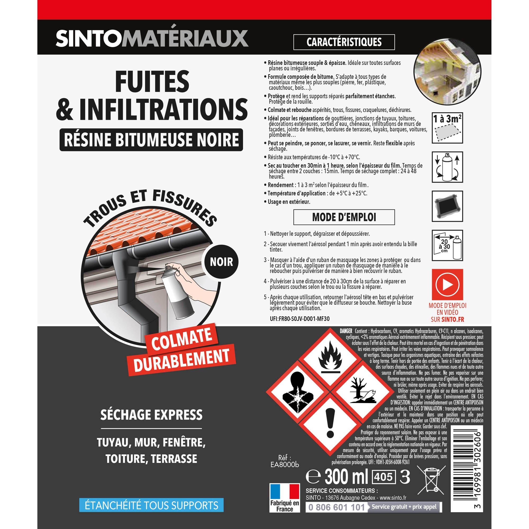 SINTO - Fuites et infiltrations 300ml Noir