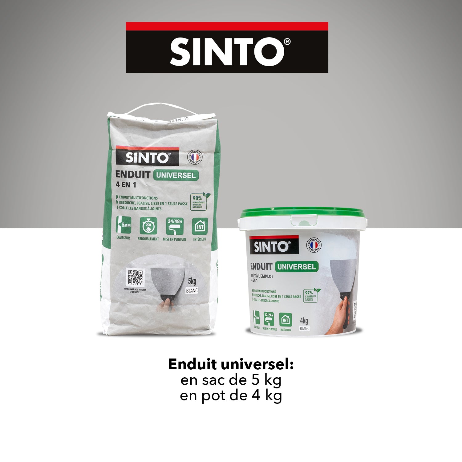 SINTO - Enduit universel pâte 330g Blanc