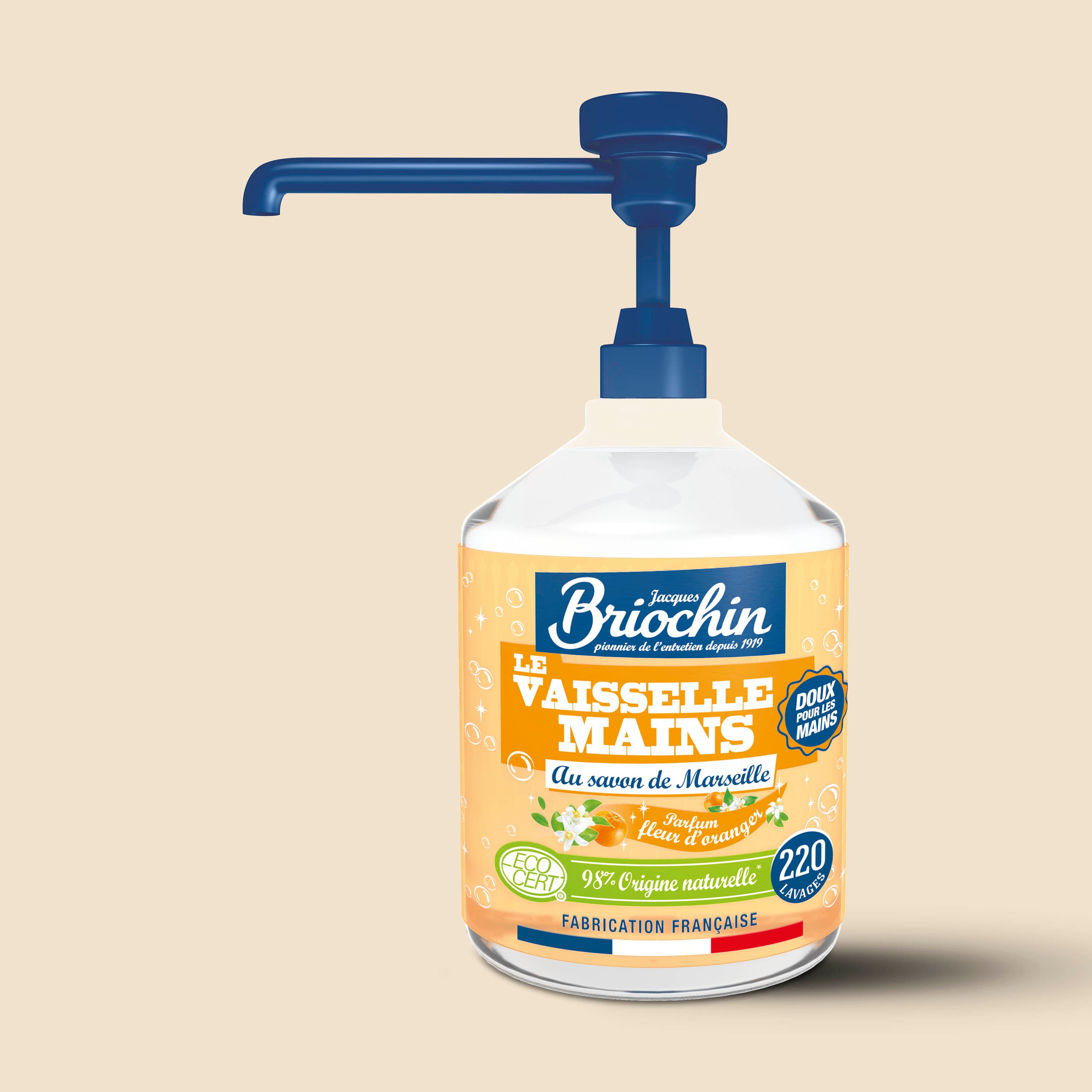 JACQUES BRIOCHIN - Liquide Vaisselle Mains Savon liquide de Marseille & fleur d'oranger 500mL Fleur d'oranger