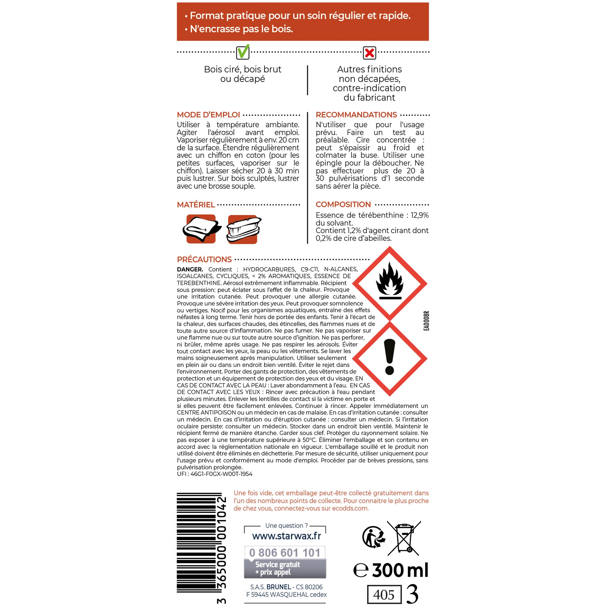 STARWAX - Cire antiquaire aérosol pour bois cirés 300ml Bois clair