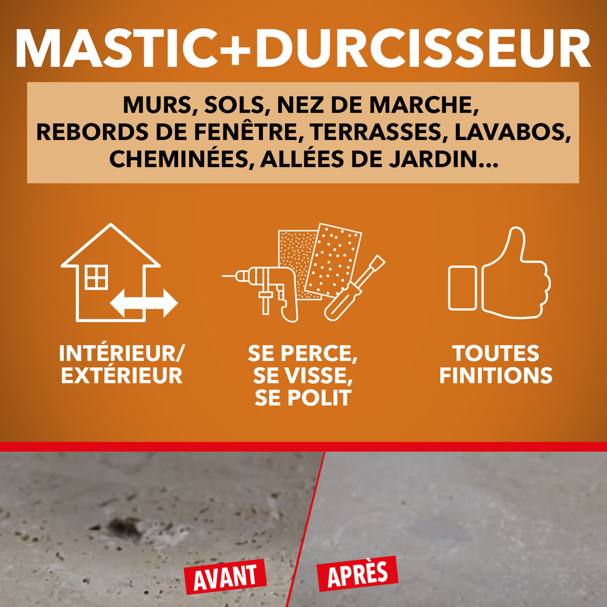 SINTO - Répare sols et murs blanc (marbre, faïence, carrelage, plâtre) 280g Blanc