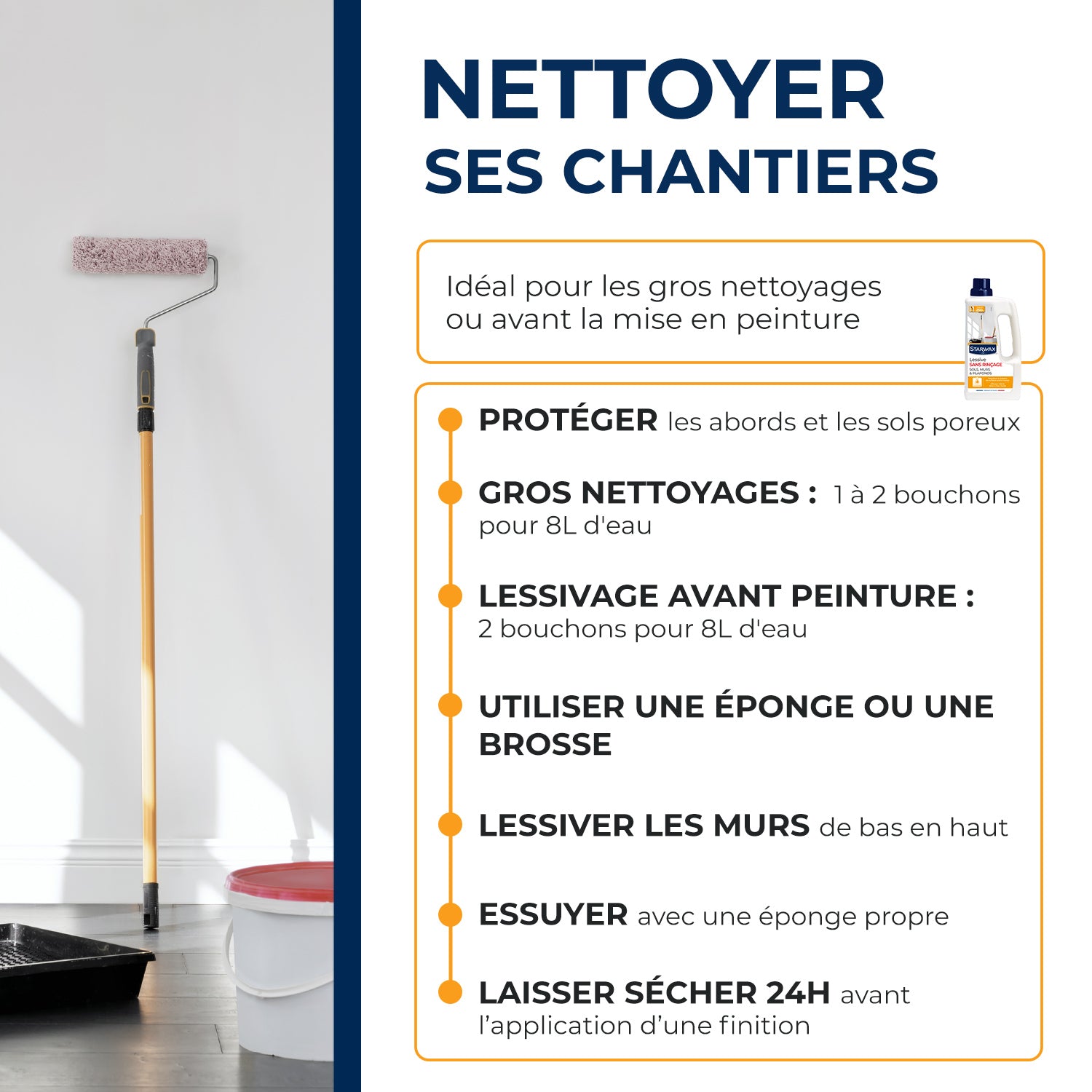 STARWAX - Lessive sols et murs 1L