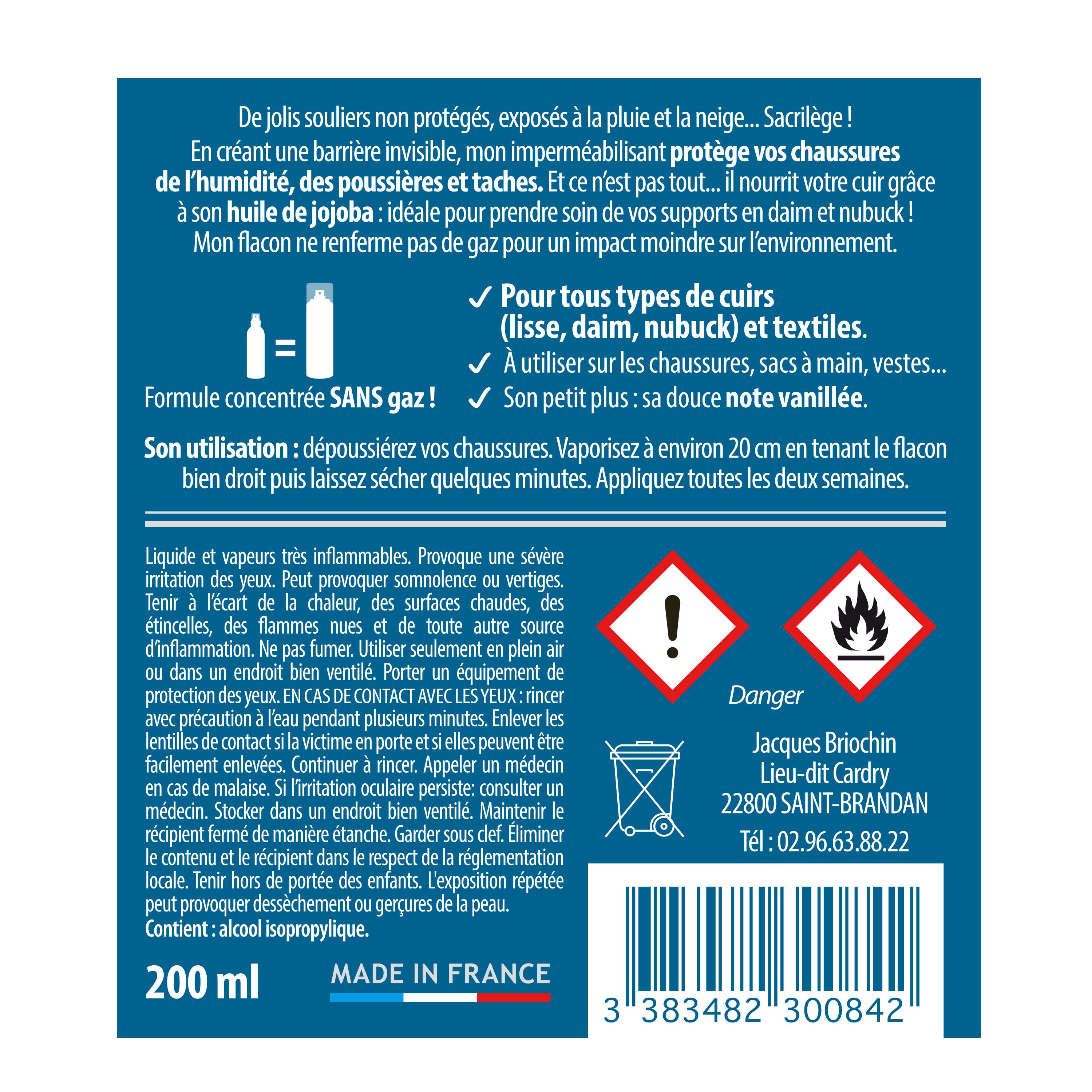 BRIOCHIN - Imperméabilisant chaussure 200ml Parfum vanille