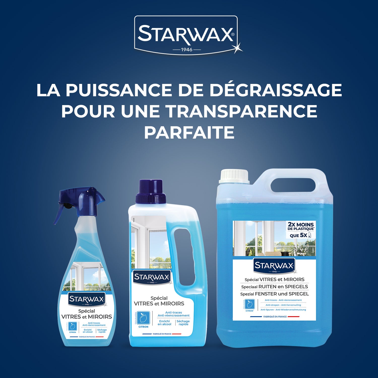 STARWAX - Nettoyant spécial vitres et miroirs
500ml Parfum verveine citron (parfum de synthèse)