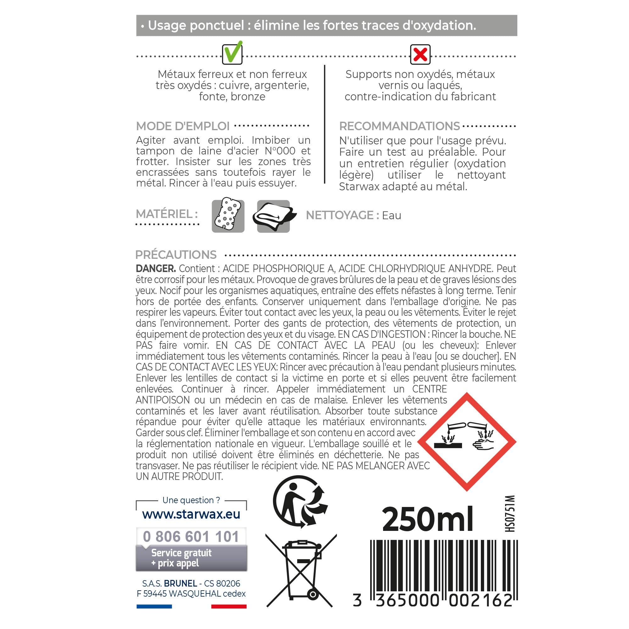 STARWAX - Désoxydant pour métaux 250ml