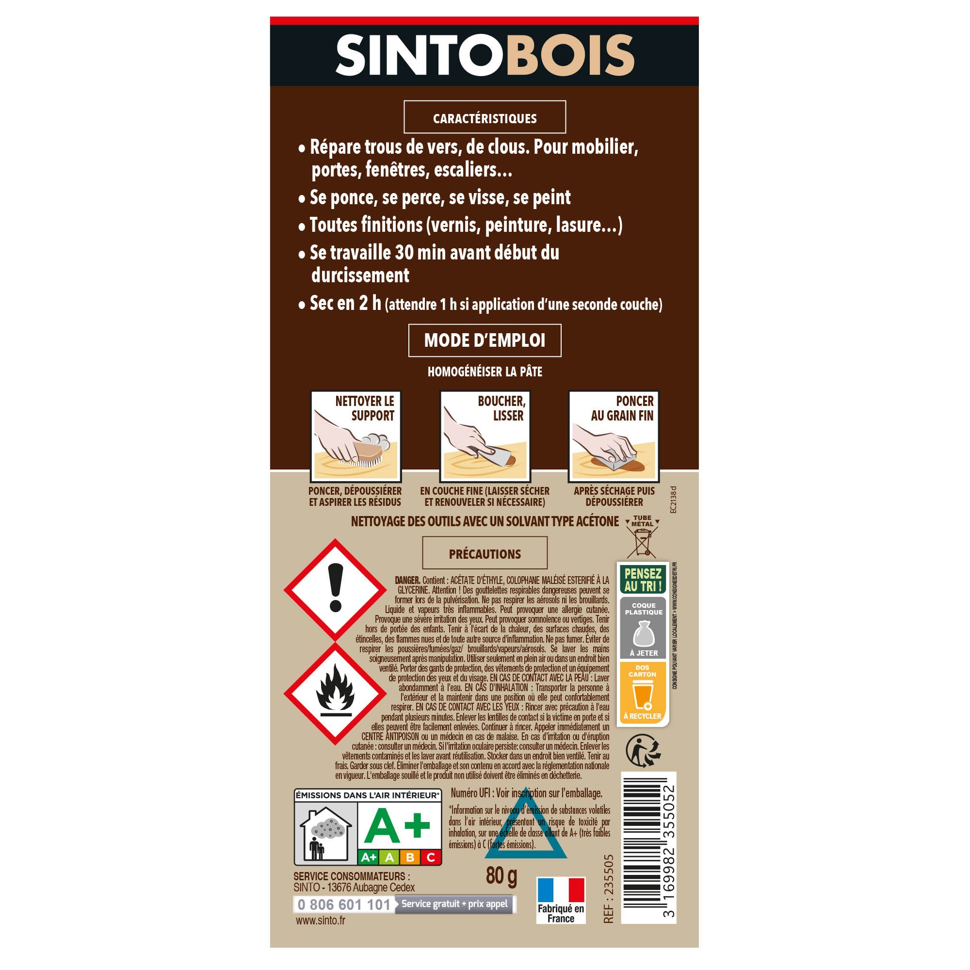 SINTO - Pâte à bois tradition 550ml Chêne clair