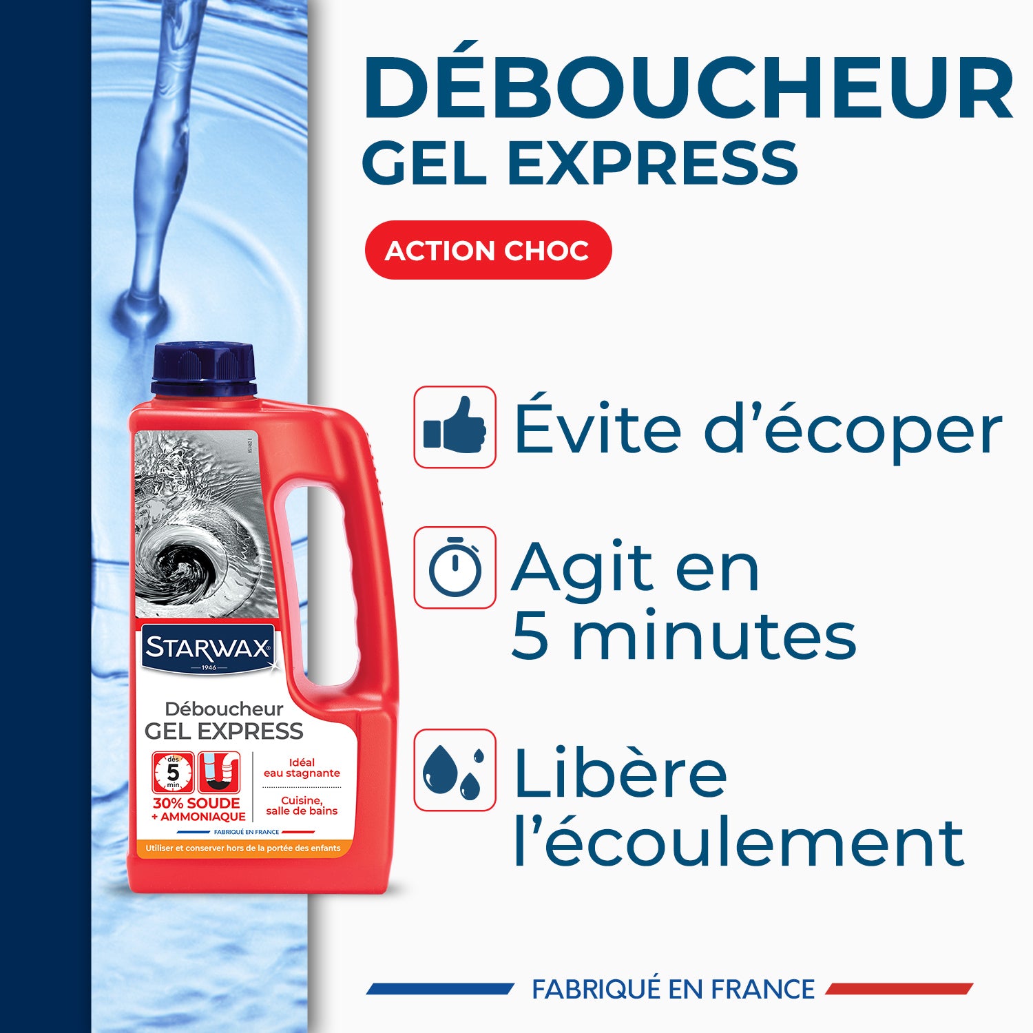 STARWAX - Déboucheur express pour canalisations 1L