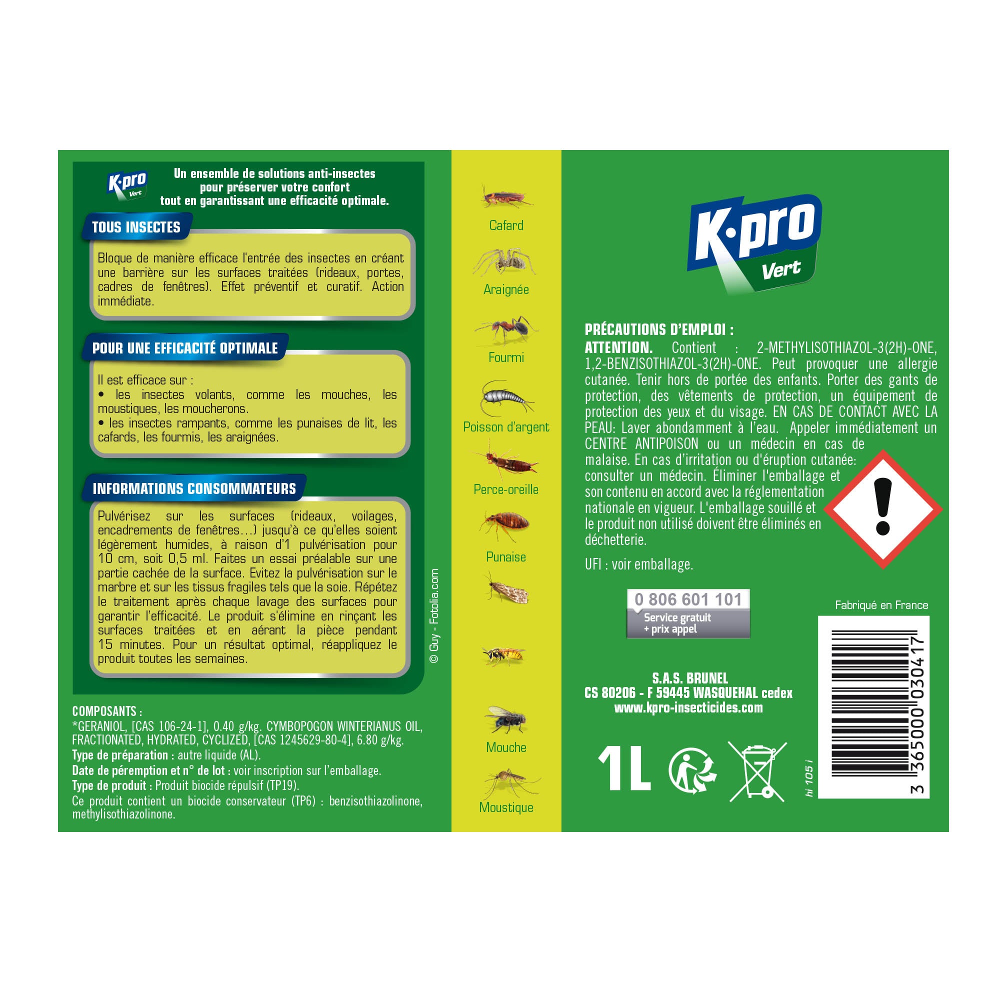 K.PRO - Pulvérisateur Barrière tous insectes K.Pro Vert 1L