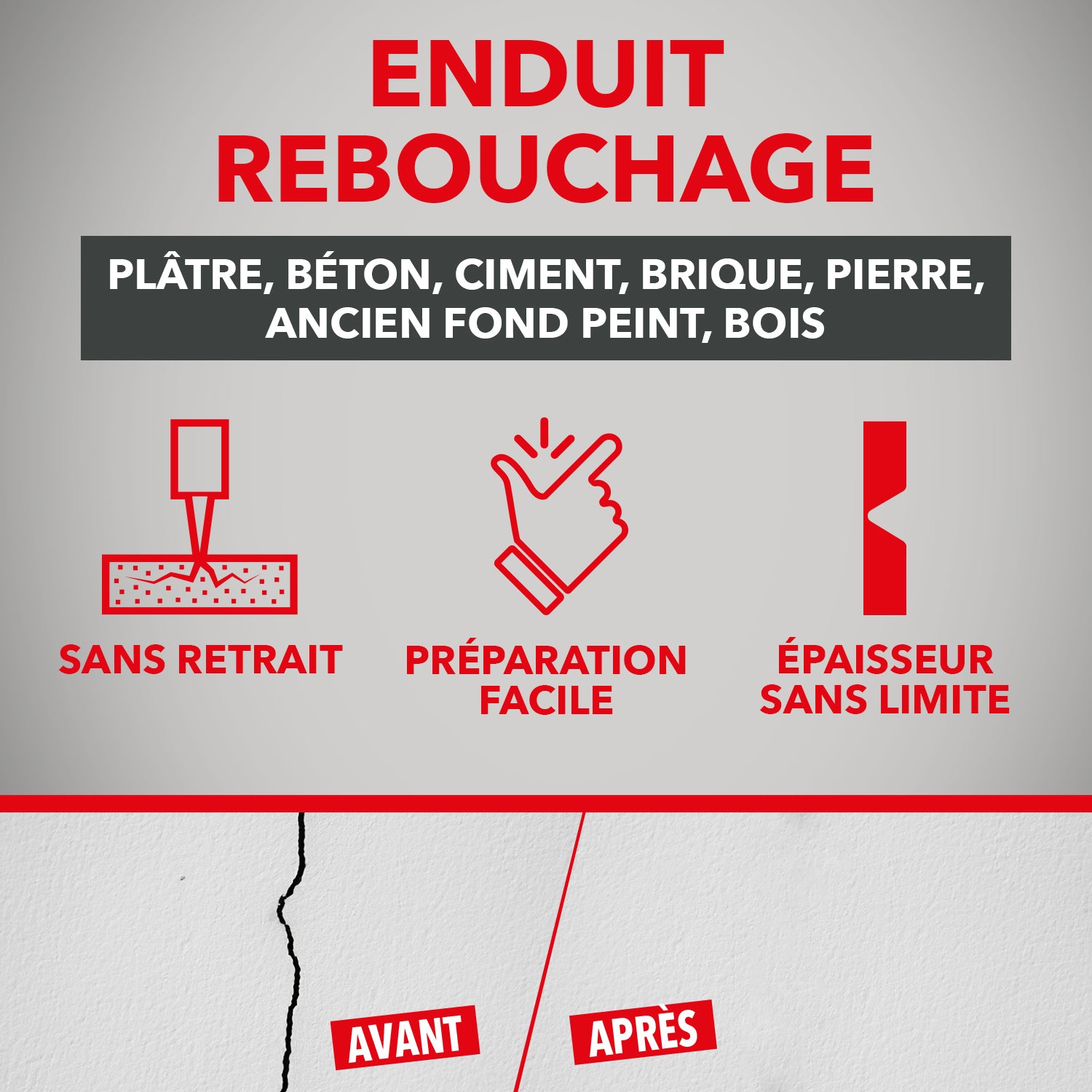 SINTO - Enduit rebouchage poudre 1kg Blanc