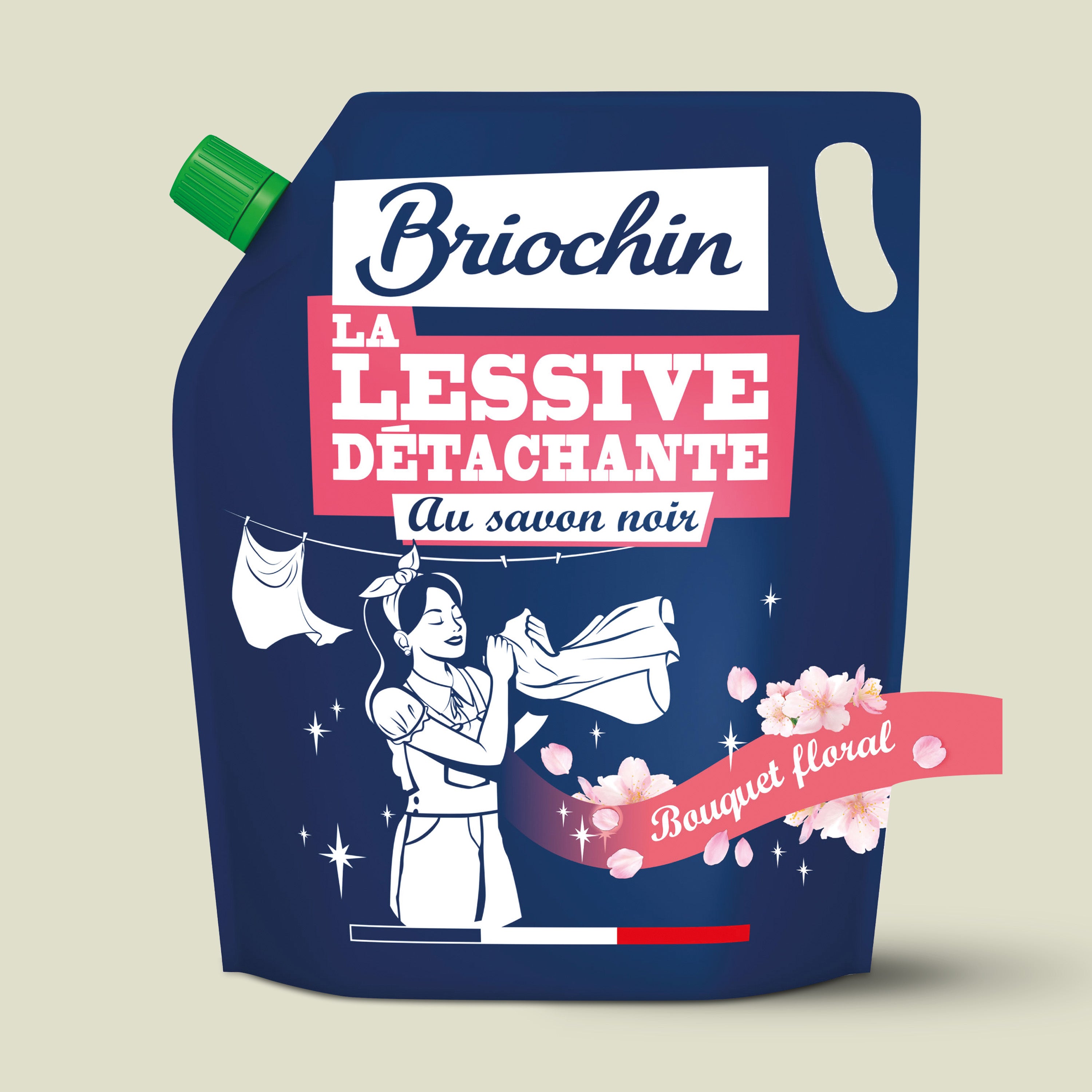 JACQUES BRIOCHIN - Recharge Ma lessive au savon noir - Détachante 1,7L Bouquet Floral