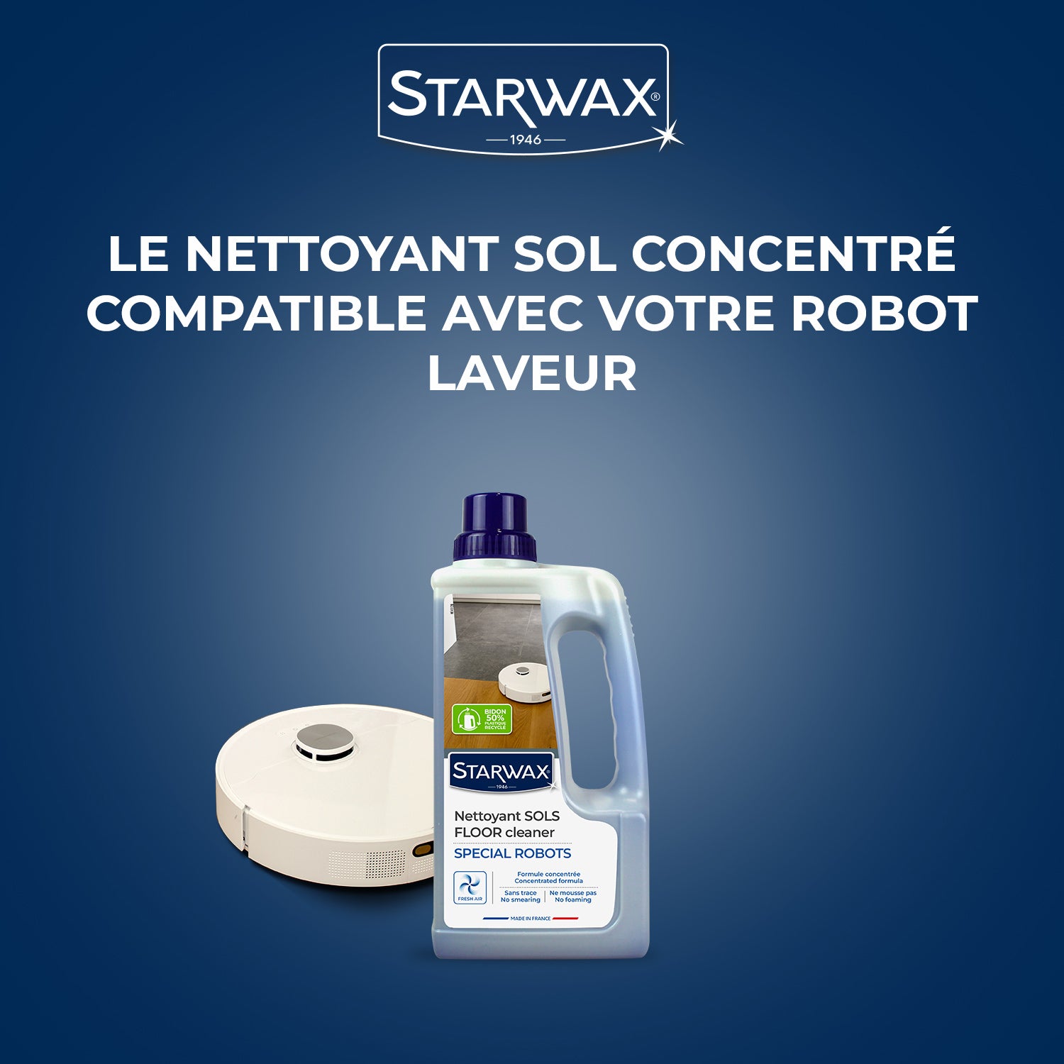 STARWAX - Nettoyant sols SPECIAL ROBOTS 1L Parfum brise marine (parfum de synthèse)
