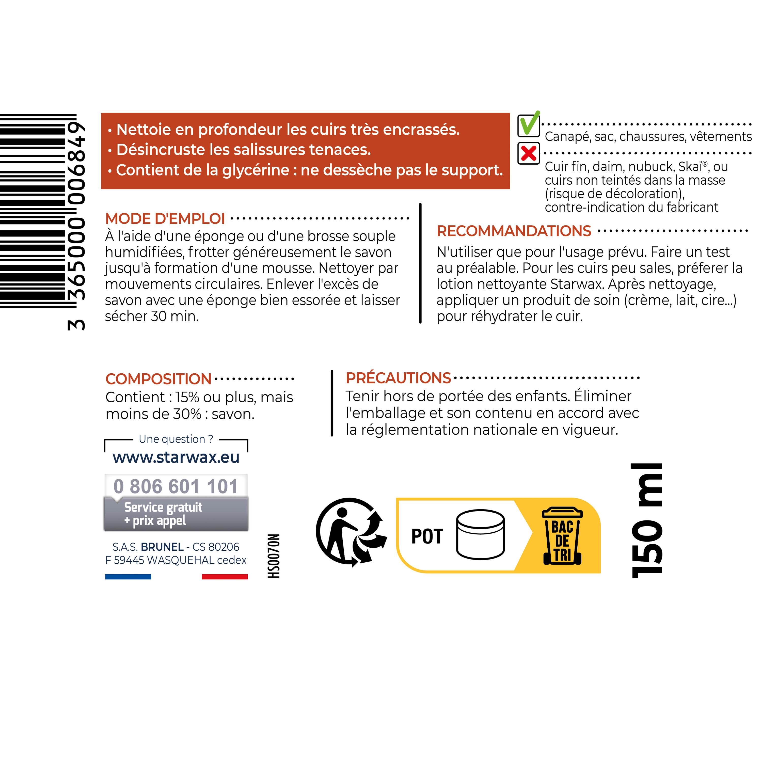 STARWAX - Savon cuir 150ml