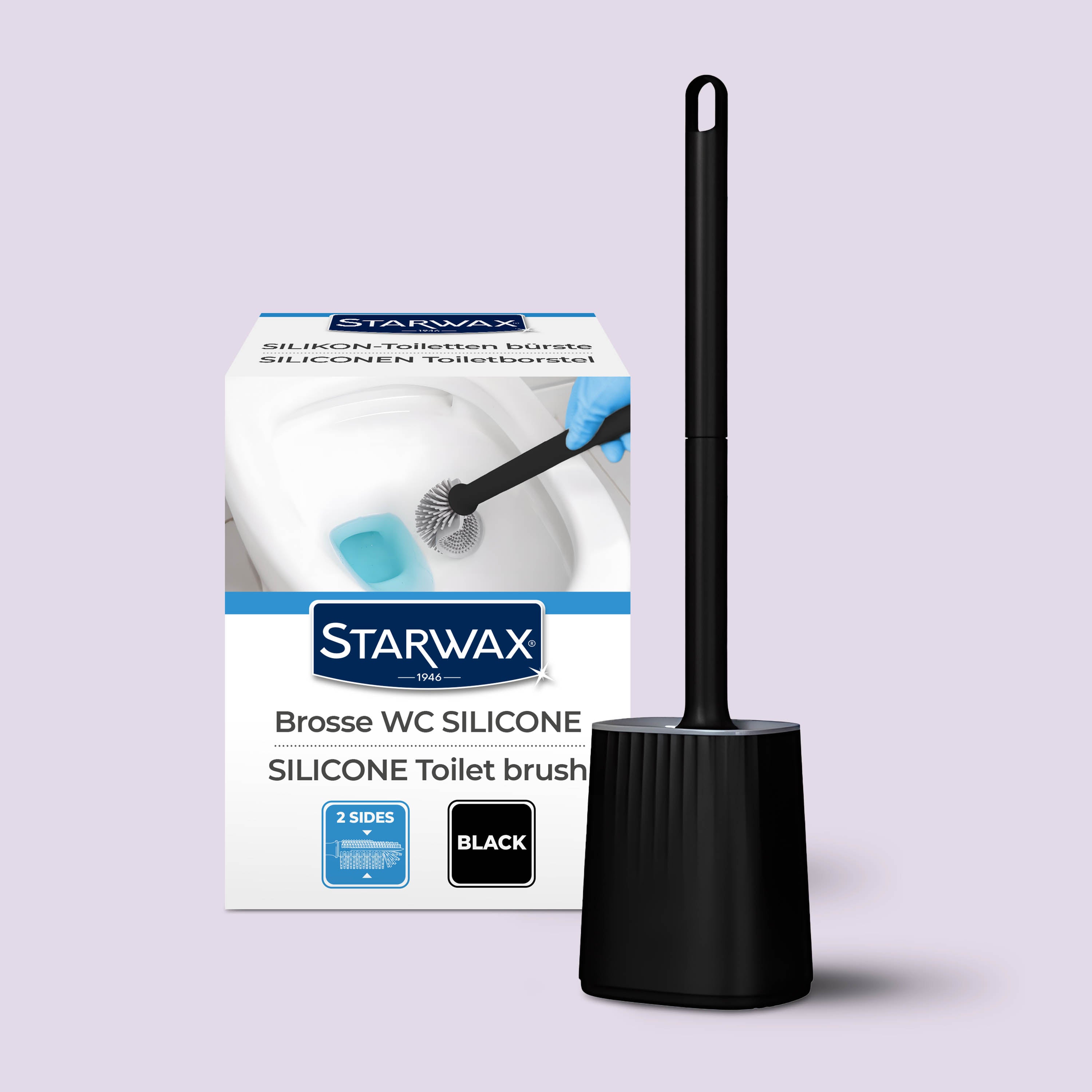 STARWAX - Balayette WC silicone avec support mural X1 Blanche