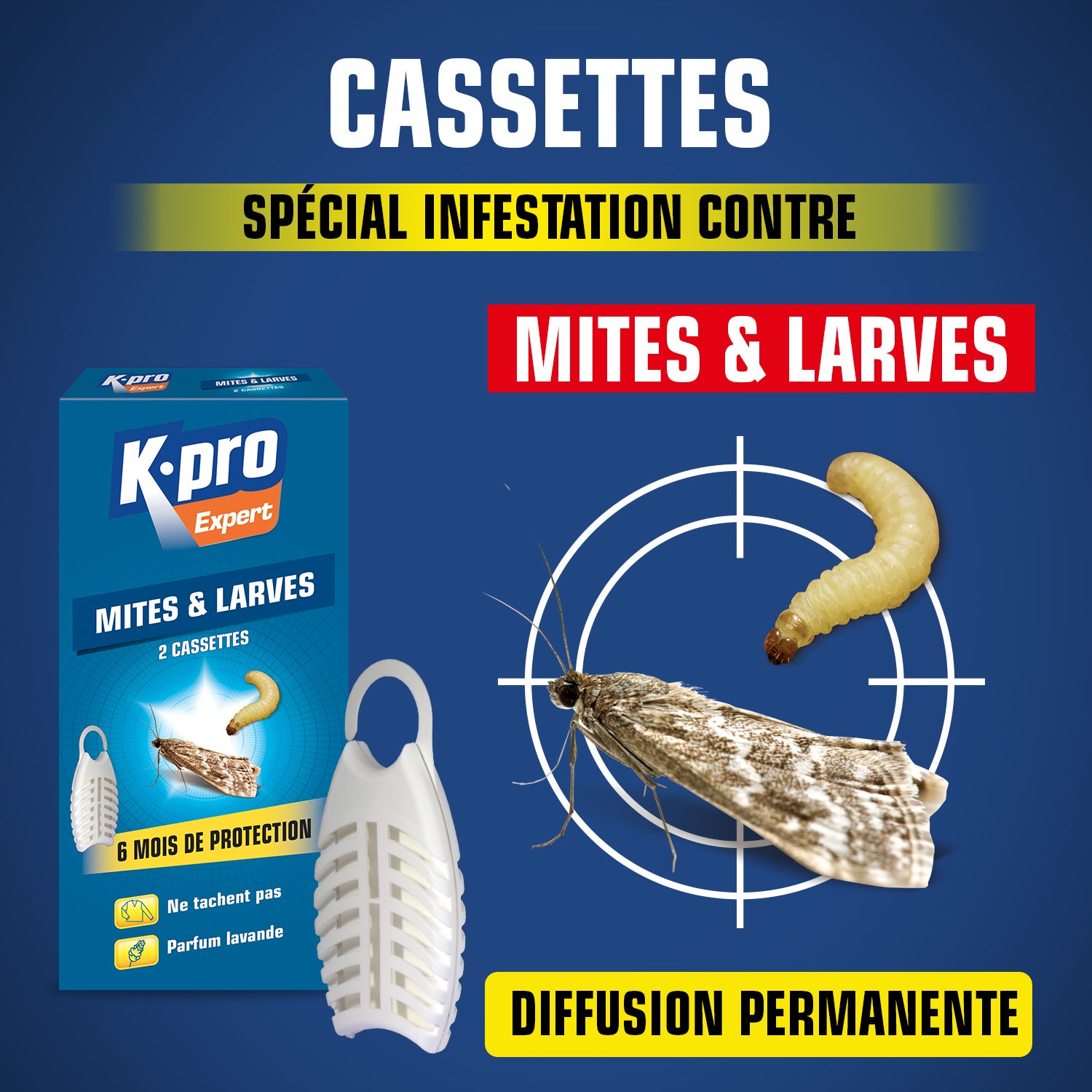 K.PRO - Cassettes contre les mites et larves X2