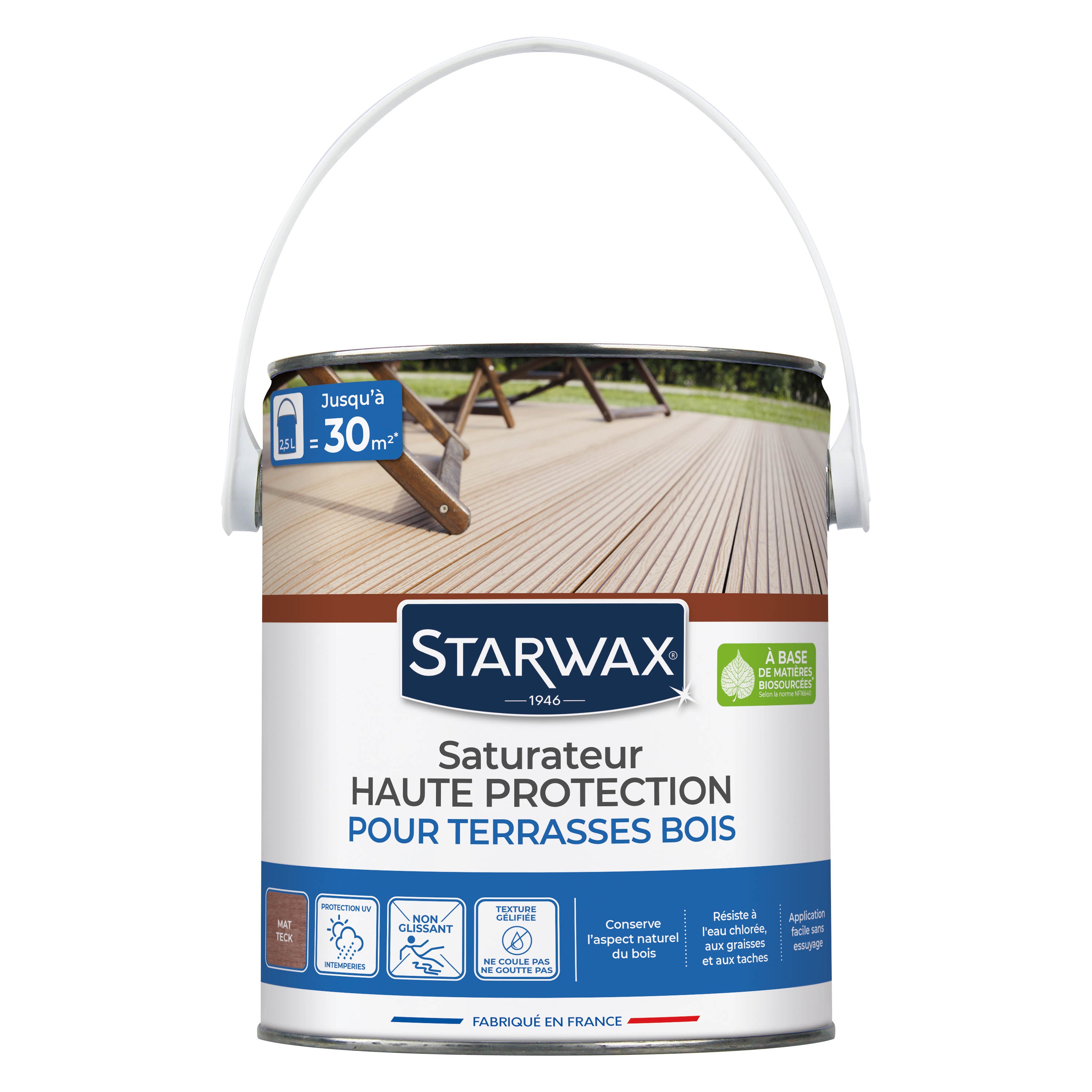 STARWAX - Saturateur Haute protection pour terrasses bois
1L Teck