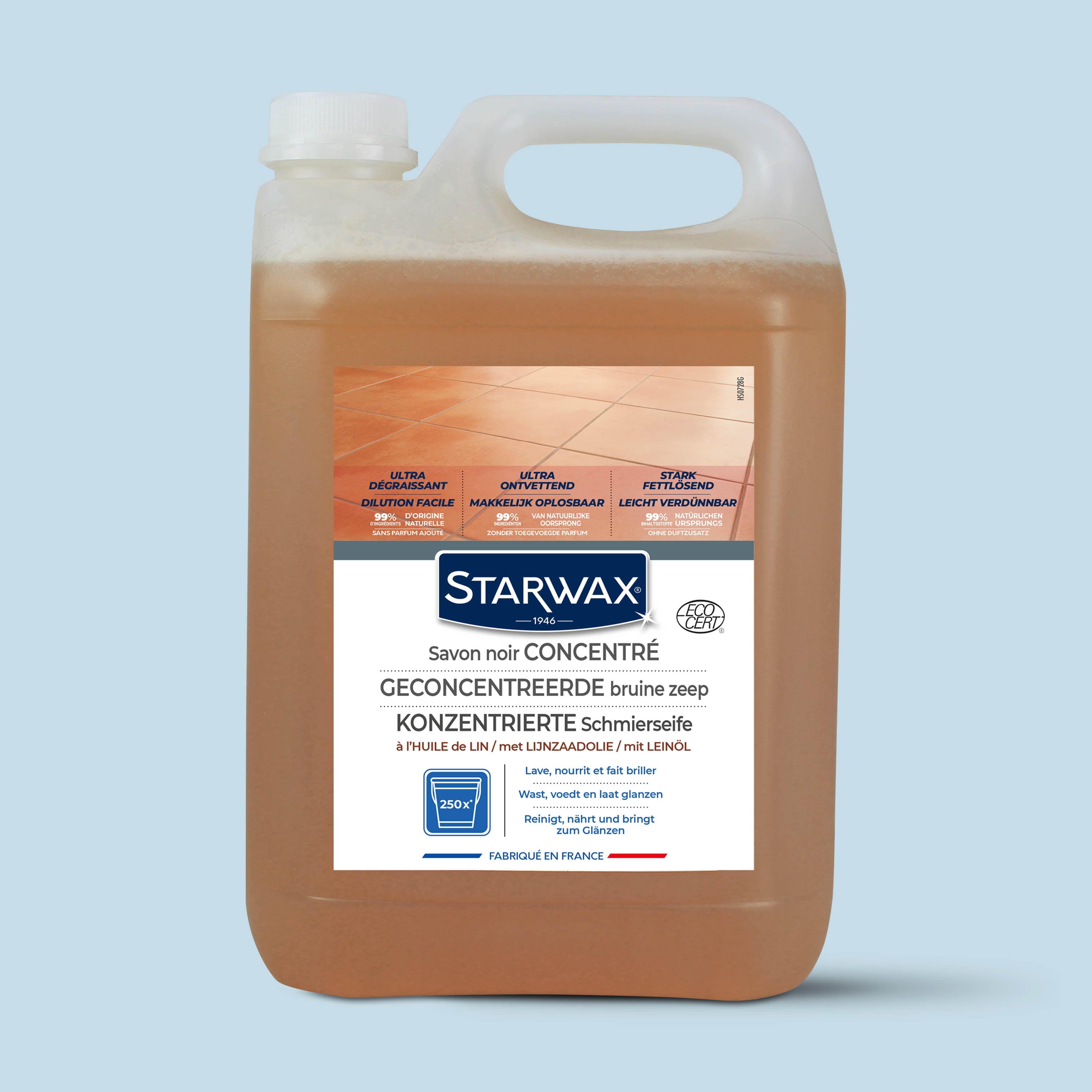 STARWAX - Savon noir à l'huile de lin pour les sols intérieurs 1L