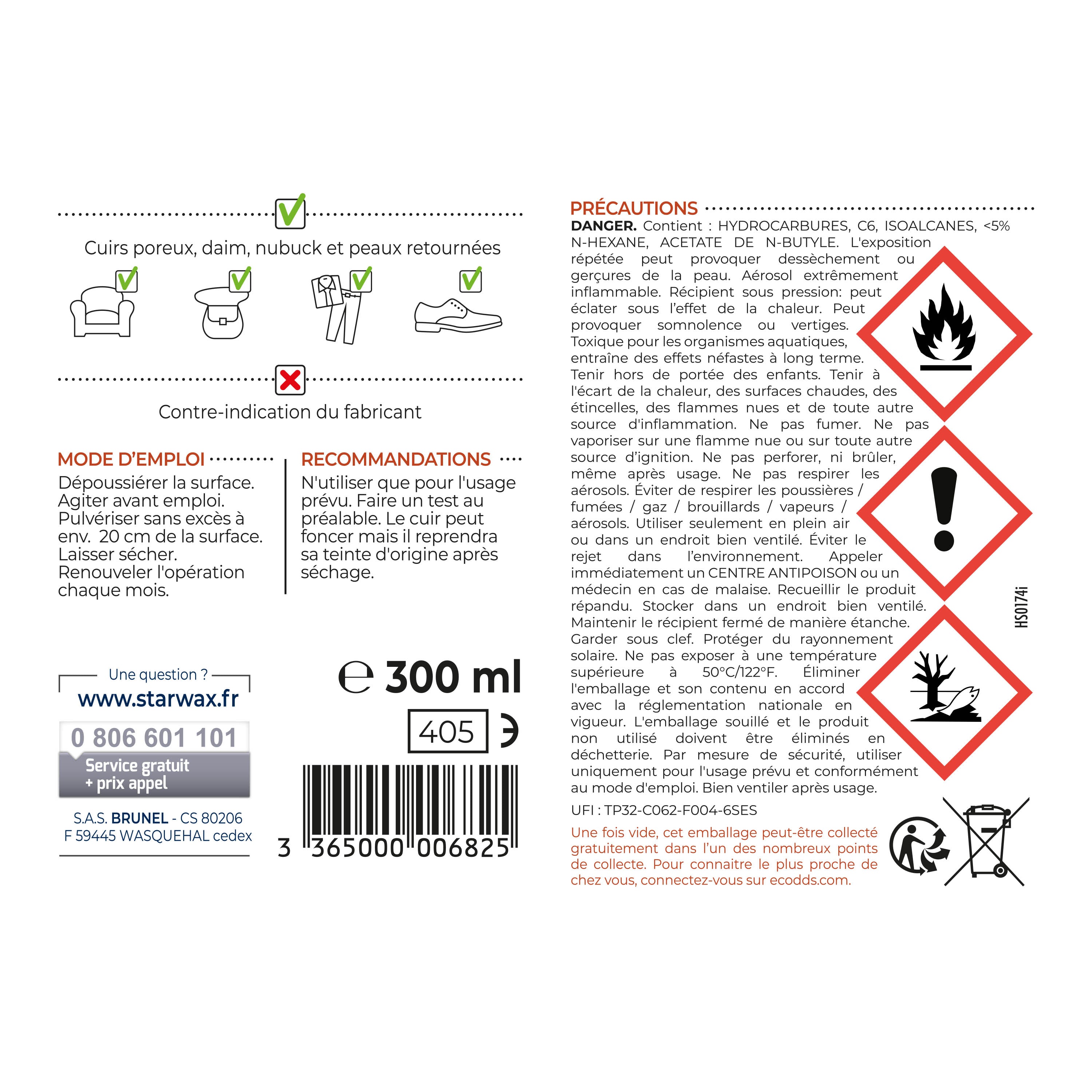 STARWAX - Imperméabilisant pour cuirs, daim et nubuck 300ml