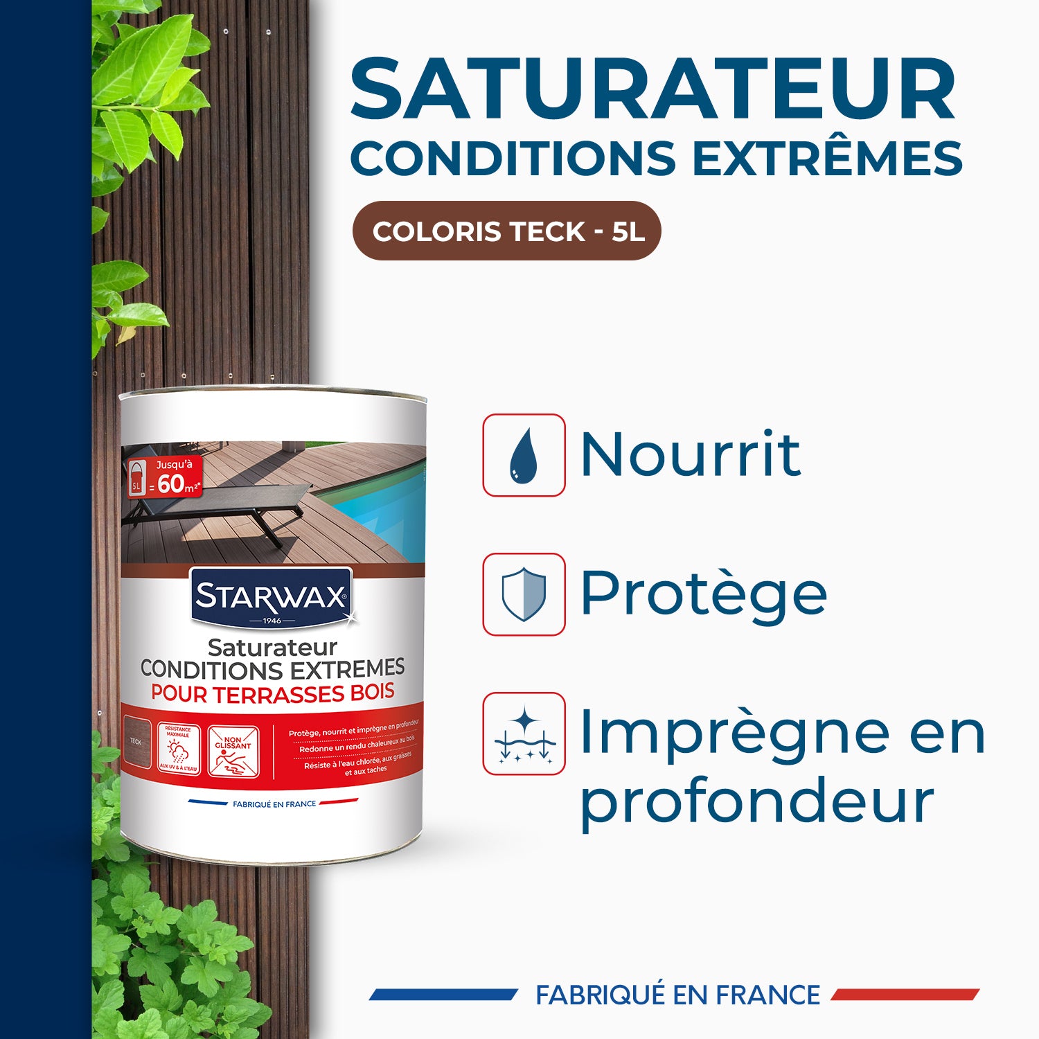 STARWAX - Saturateur bois extérieurs conditions extrêmes
1L Incolore