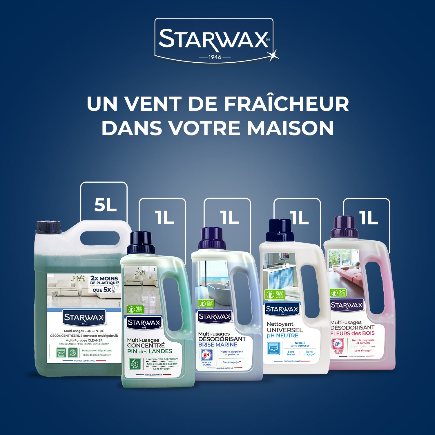 STARWAX - Nettoyant multi-usages concentré parfum pin des landes 1L Parfum pin des landes (parfum de synthèse)