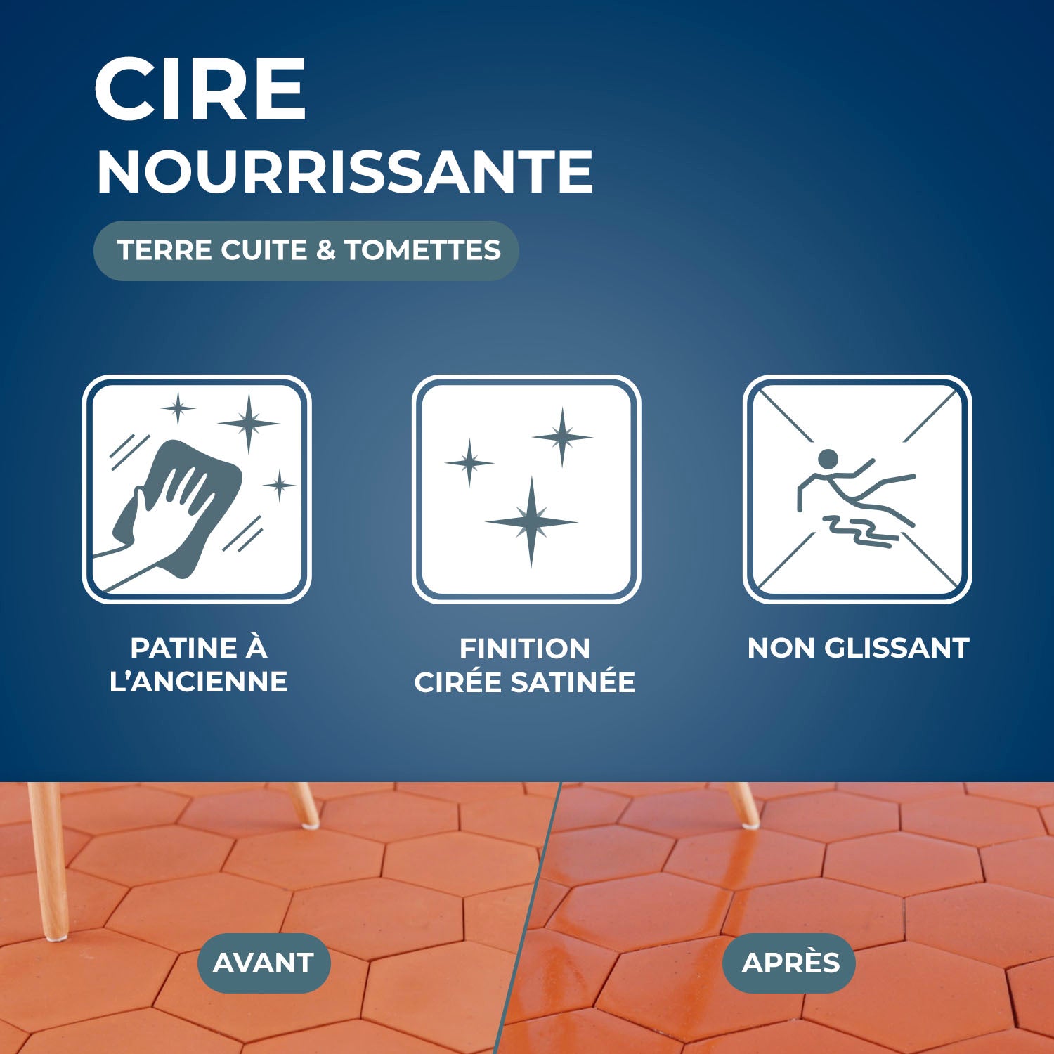 STARWAX - Cire nourrissante (patine à l'ancienne) pour tomettes et terres cuites
1L Incolore
