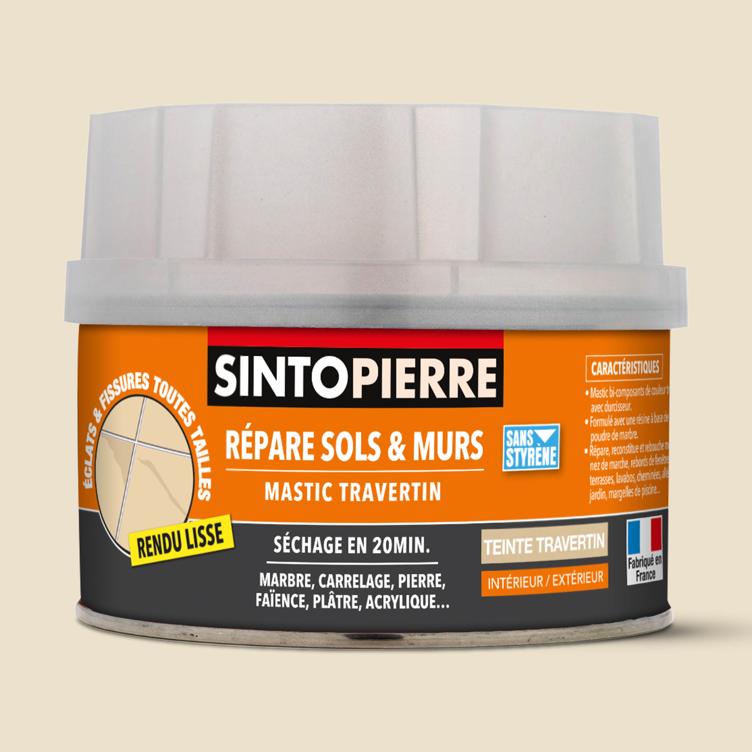 SINTO - Répare sols et murs (parement, pierres, travertin, comblanchien) 280g Travertin