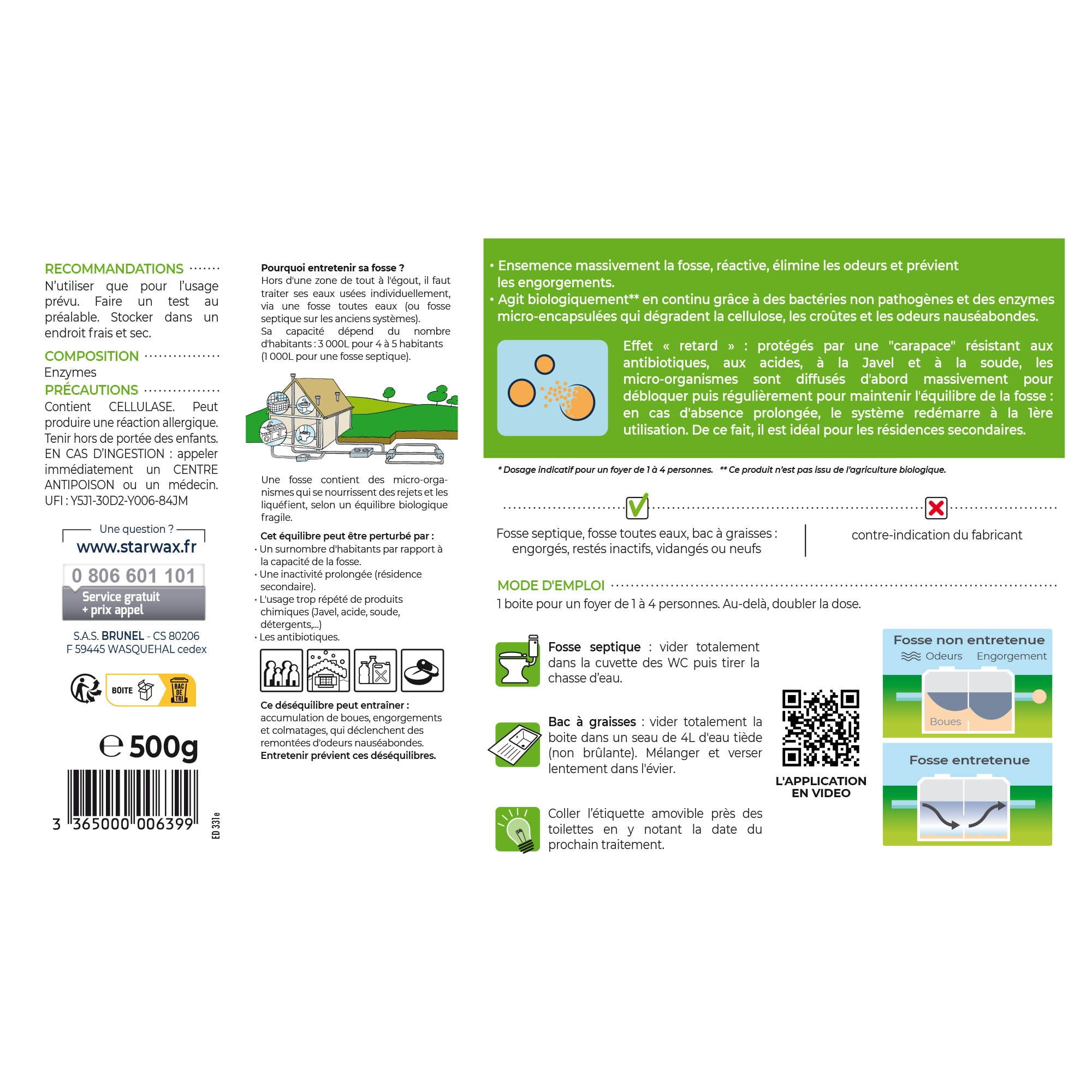 STARWAX - Ré-activateur longue durée pour fosses septiques 500g